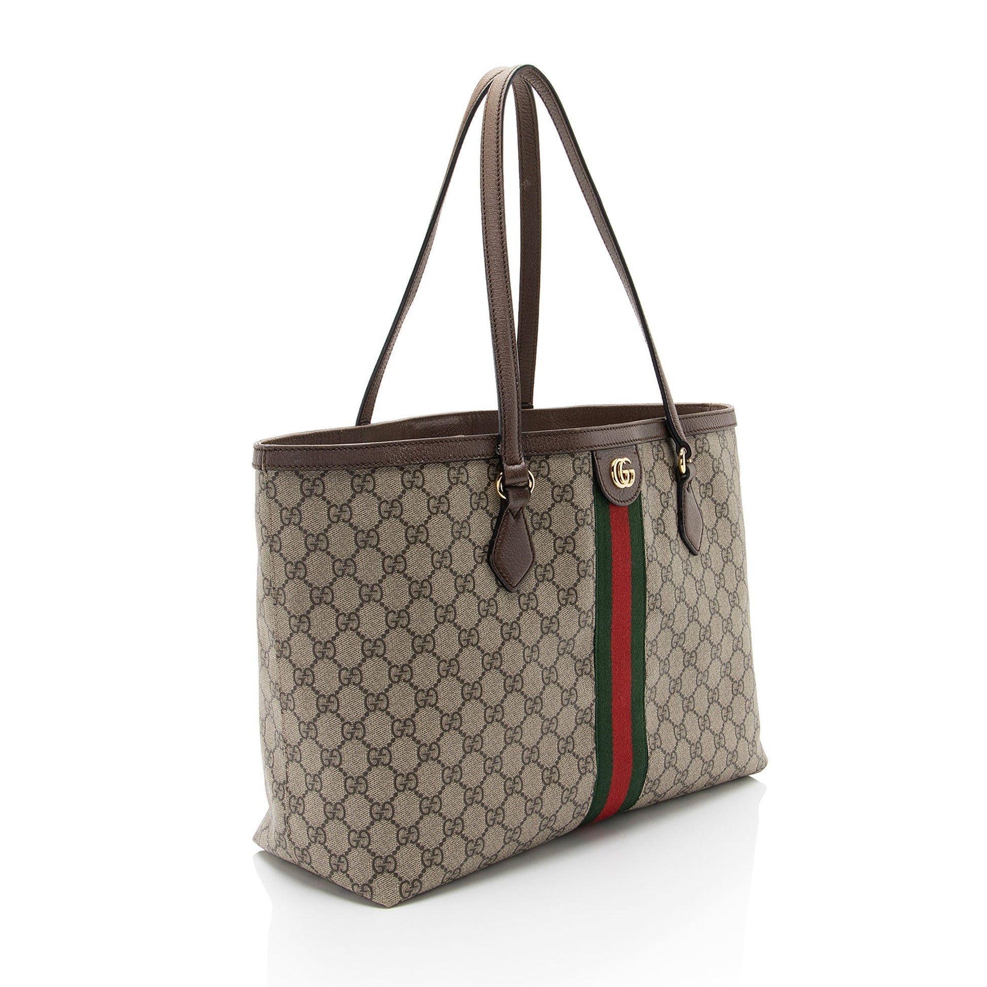 Gucci GG Supreme Ophidia Shopping SHF-ucf6um Leather Canvas Brown Beige Tote Bag