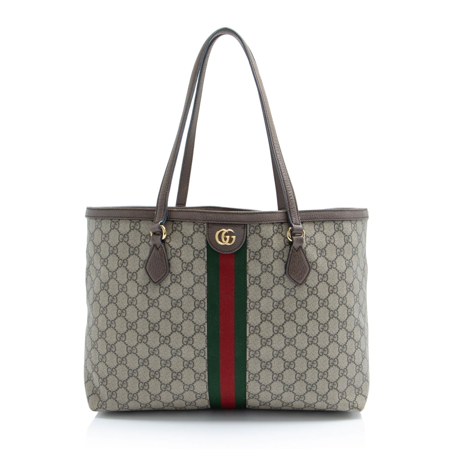Gucci GG Supreme Ophidia Shopping Leather Canvas Brown Beige Tote Bag