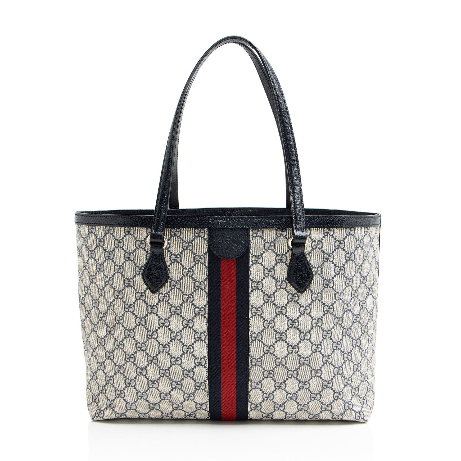 Gucci GG Supreme Ophidia Shopping Leather Canvas Nylon Blue Tote Bag