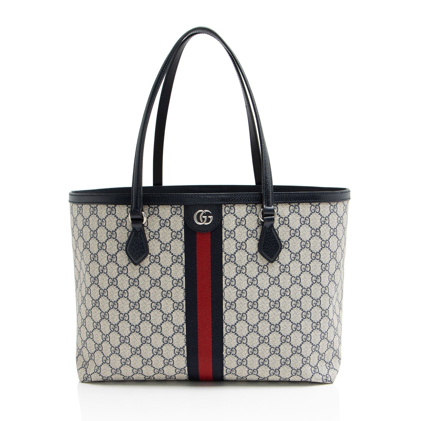 Gucci GG Supreme Ophidia Shopping Leather Canvas Nylon Blue Tote Bag