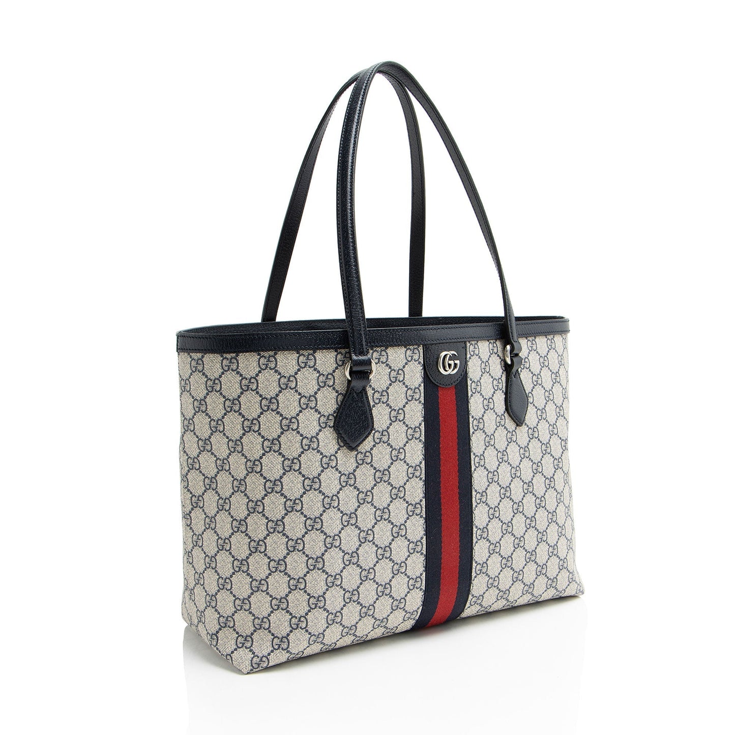 Gucci GG Supreme Ophidia Shopping Leather Canvas Nylon Blue Tote Bag