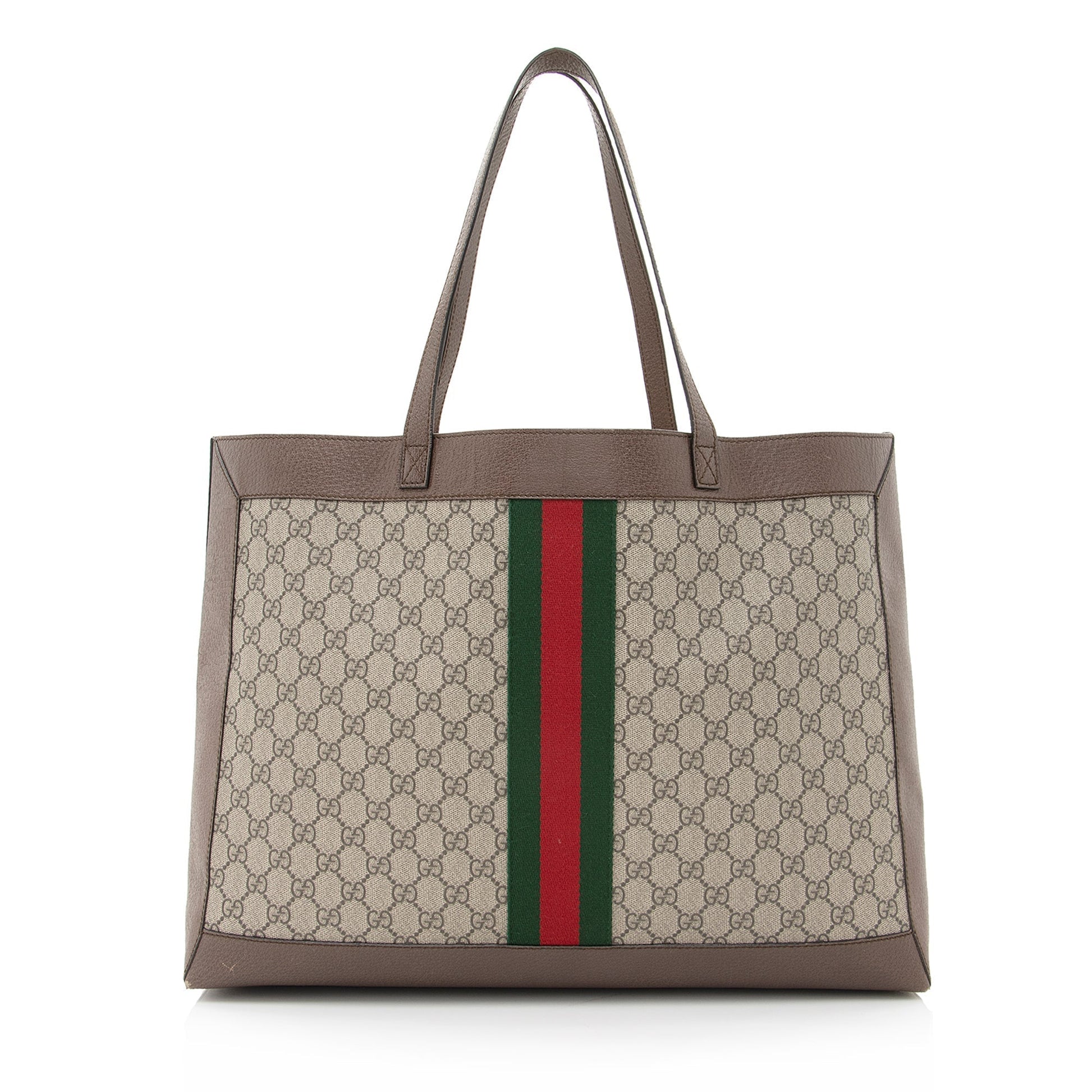 Gucci GG Supreme Ophidia Soft SHF Leather Canvas Nylon Brown Tote Bag Tote Shf
