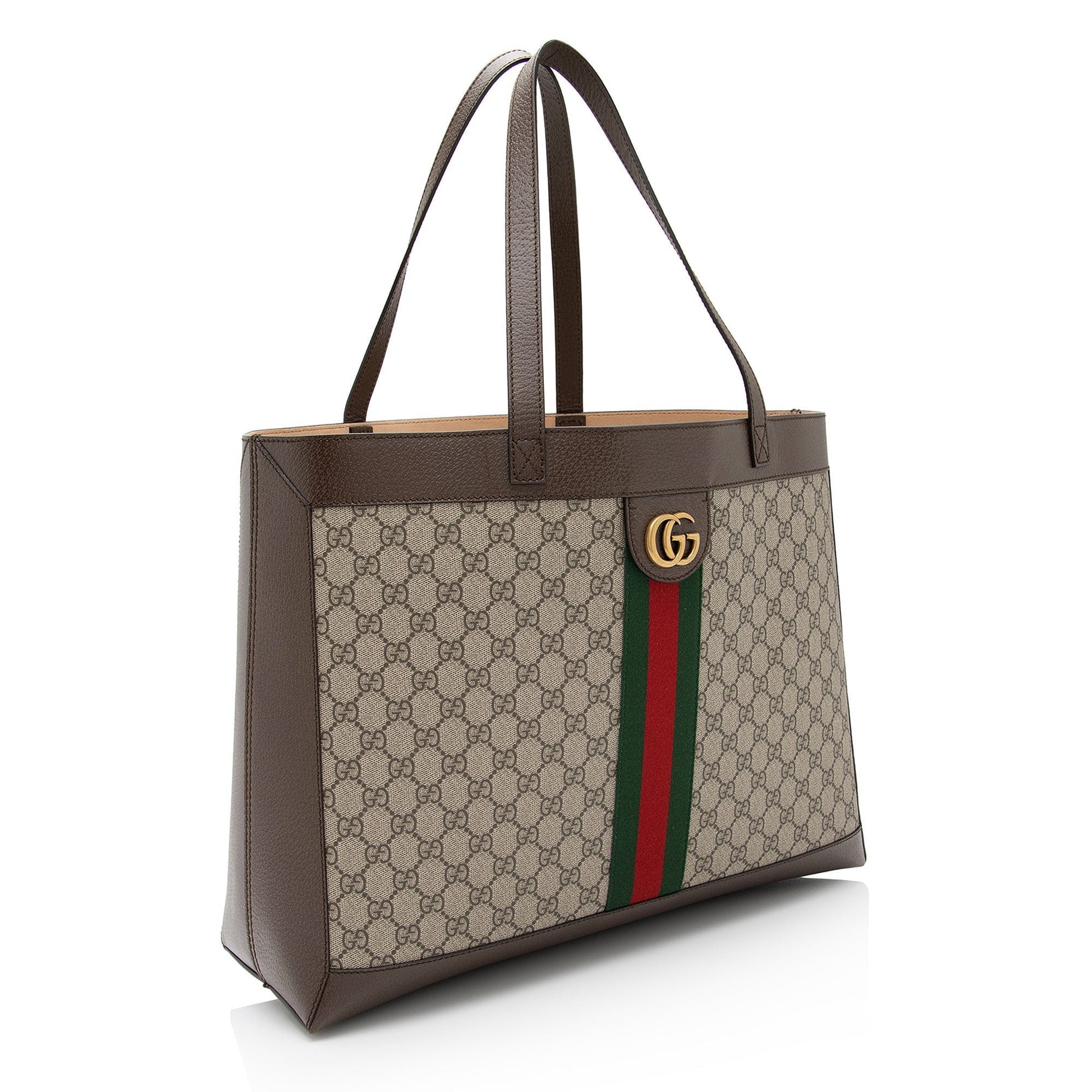 Gucci GG Supreme Ophidia Soft SHF-YgqXHj Leather Canvas Nylon Brown Tote Bag