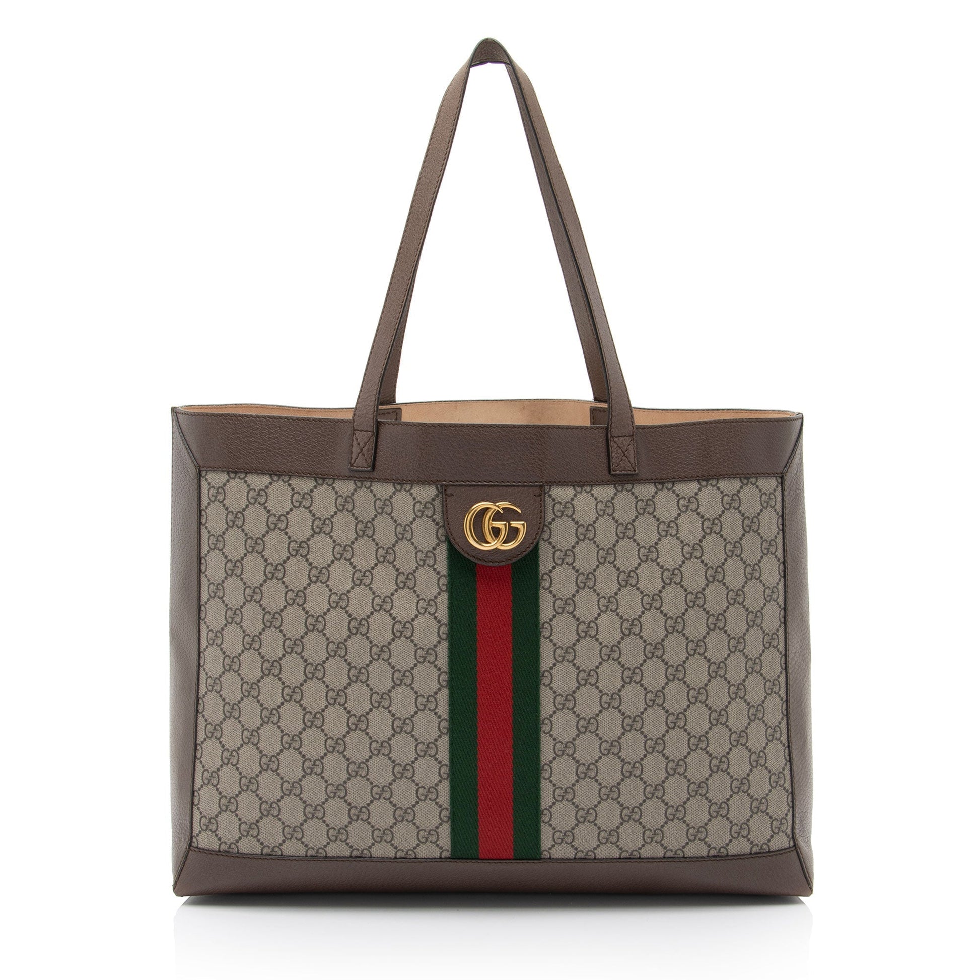 Gucci GG Supreme Ophidia Soft SHF-TCntMN Leather Canvas Nylon Brown Tote Bag