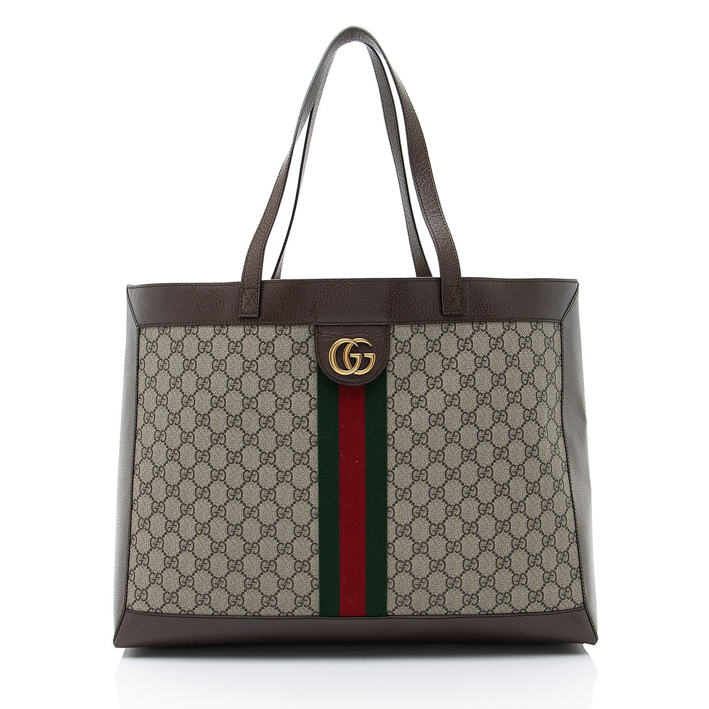 Gucci GG Supreme Ophidia Soft Leather Canvas Nylon Brown Tote Bag