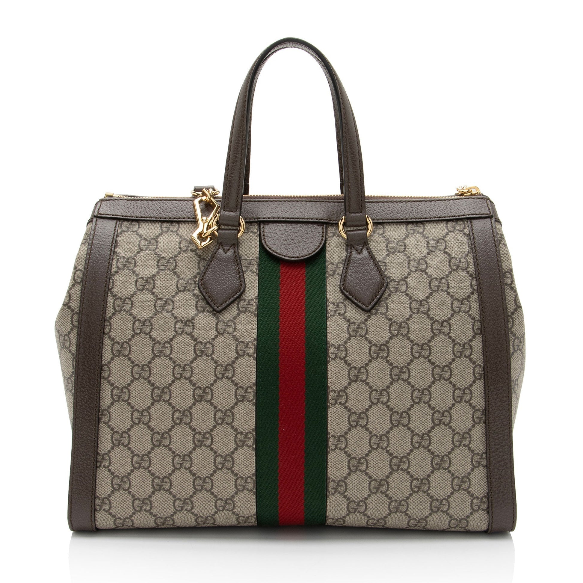 Gucci GG Supreme Ophidia SHF-OYI31D Leather Canvas Nylon Brown Tote Bag