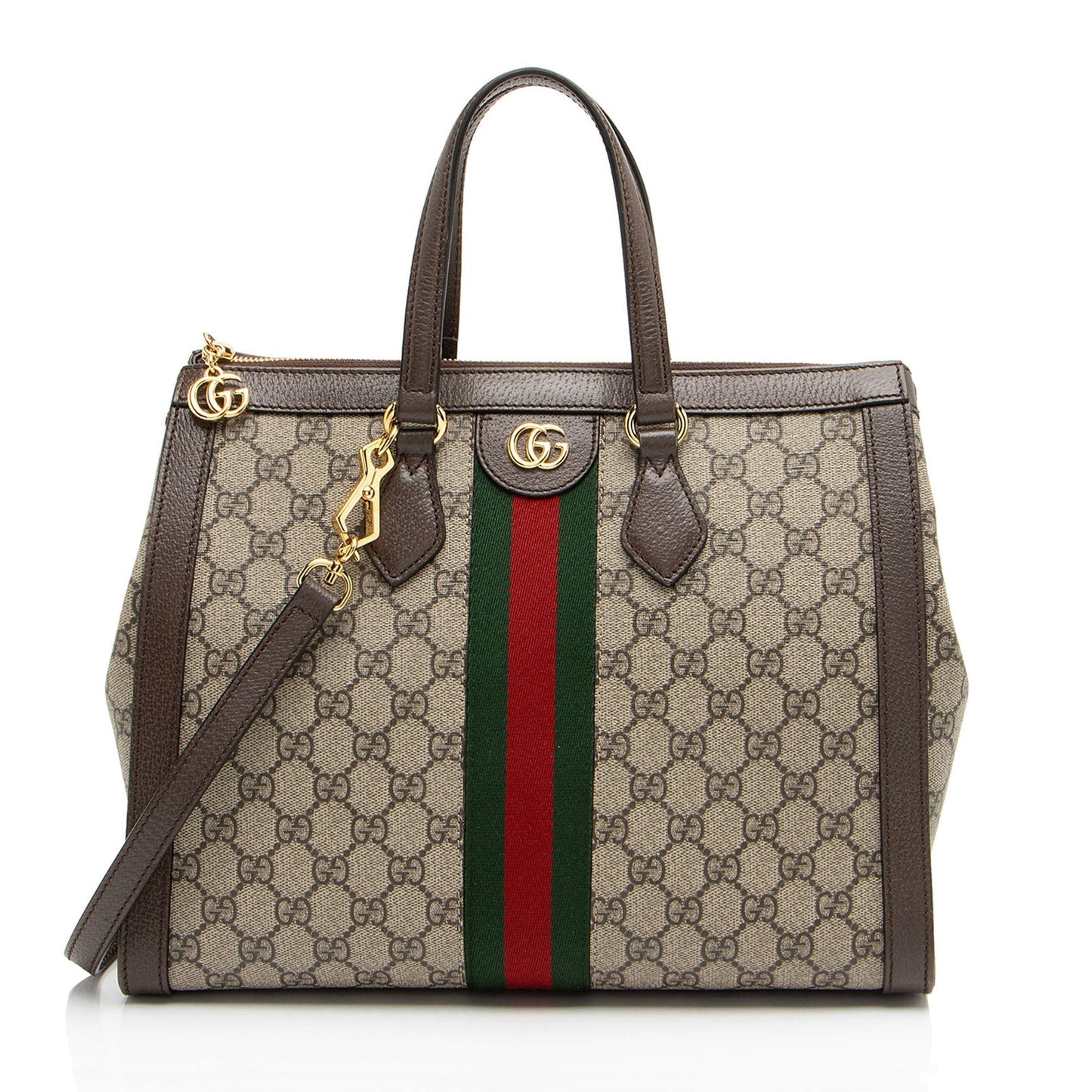 Gucci GG Supreme Ophidia Leather Canvas Nylon Beige Tote Bag Tote 1