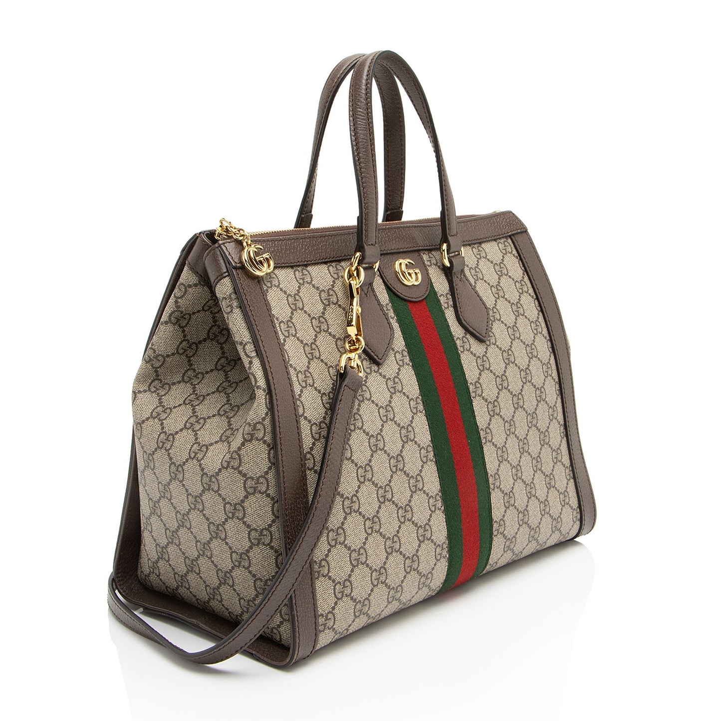 Gucci GG Supreme Ophidia Leather Canvas Nylon Beige Tote Bag Tote 1