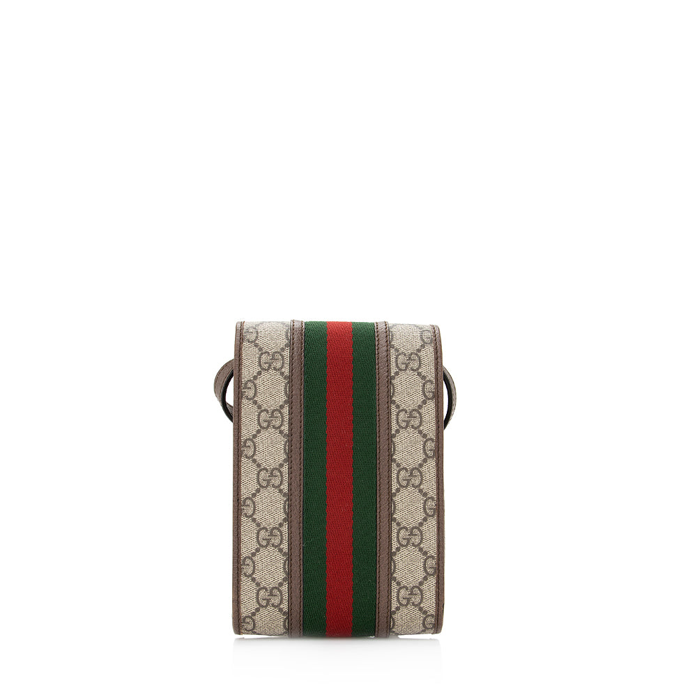 Gucci GG Supreme Ophidia SHF Leather Canvas Nylon Brown Crossbody Bag