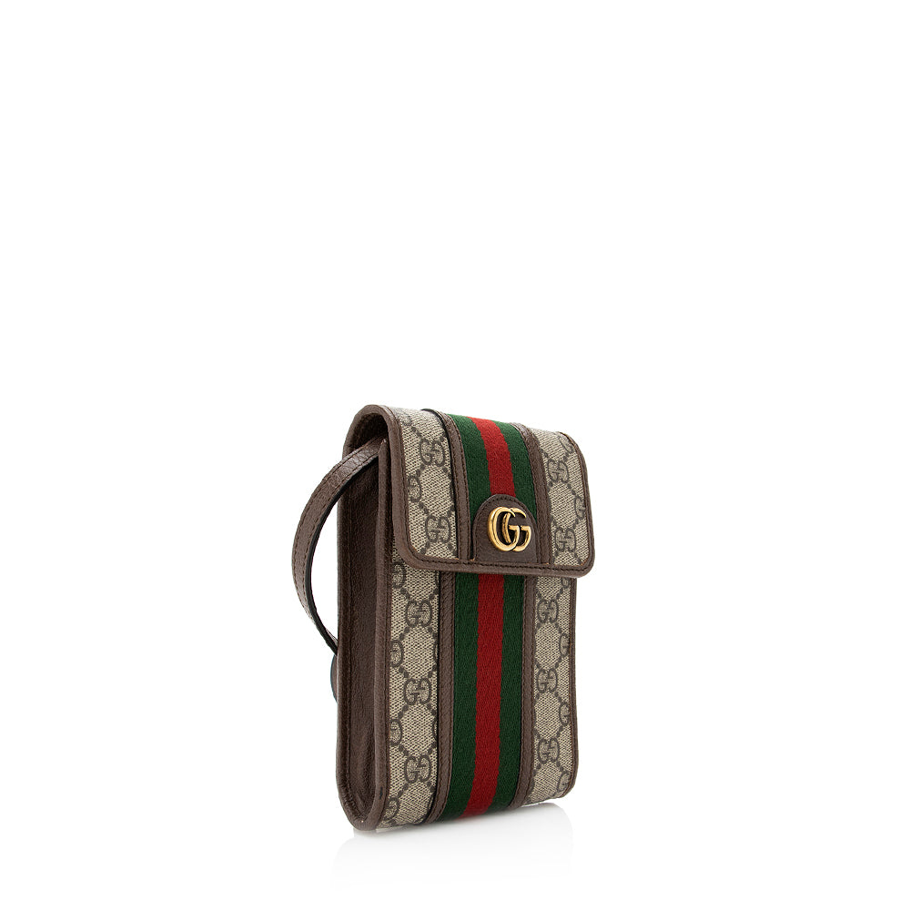 Gucci GG Supreme Ophidia SHF Leather Canvas Nylon Brown Crossbody Bag