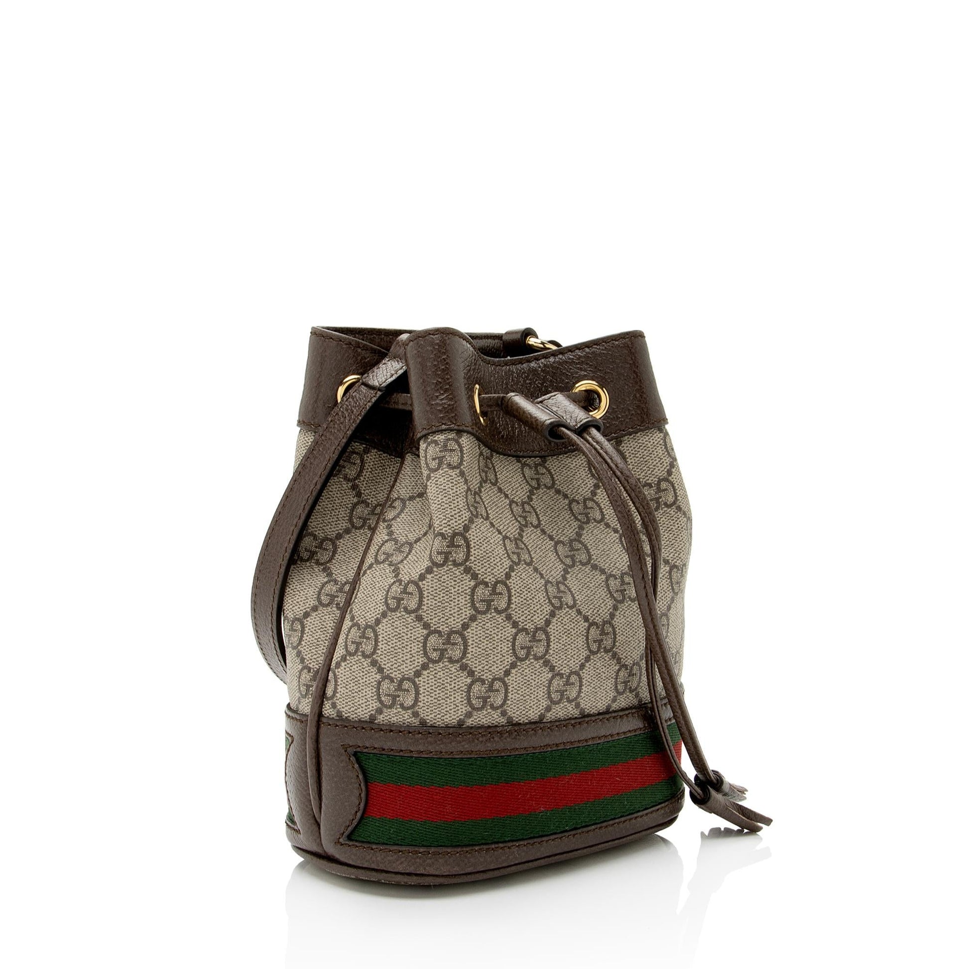 Gucci GG Supreme Ophidia Bucket SHF-OFHGs0 Leather Canvas Nylon Brown Crossbody Bag