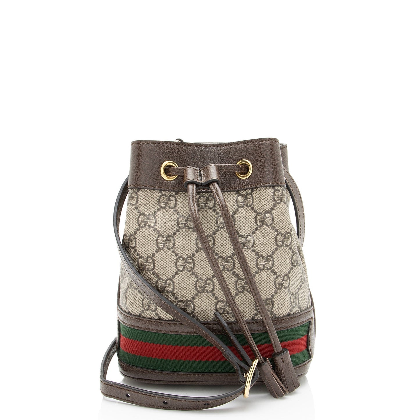 Gucci GG Supreme Ophidia Bucket SHF-k7zhKJ Leather Canvas Nylon Brown Crossbody Bag