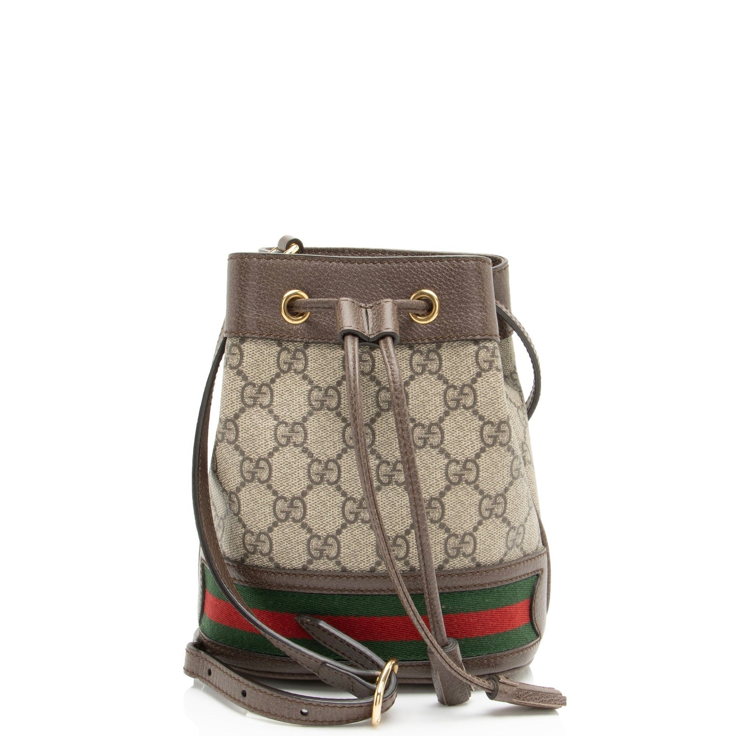 Gucci GG Supreme Ophidia Bucket Leather Canvas Nylon Brown Crossbody Bag