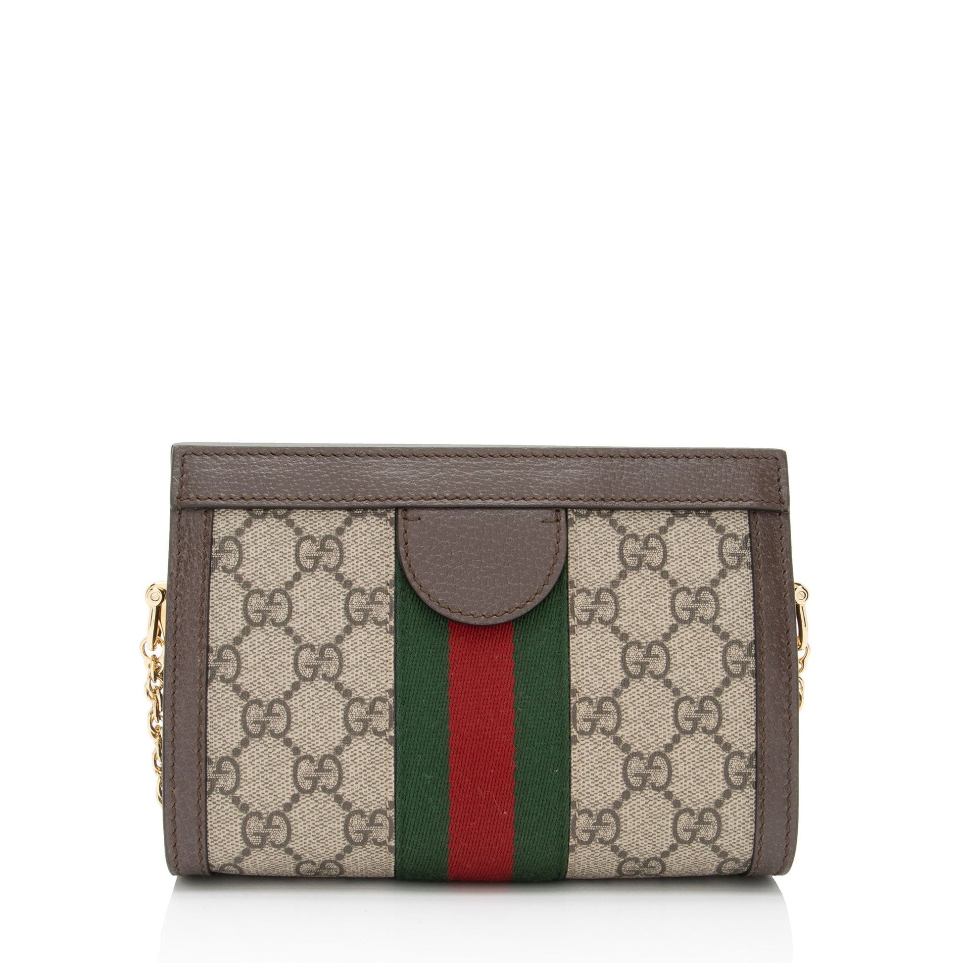 Gucci GG Supreme Ophidia Chain SHF-x5jQ2H Leather Canvas Nylon Brown Crossbody Bag