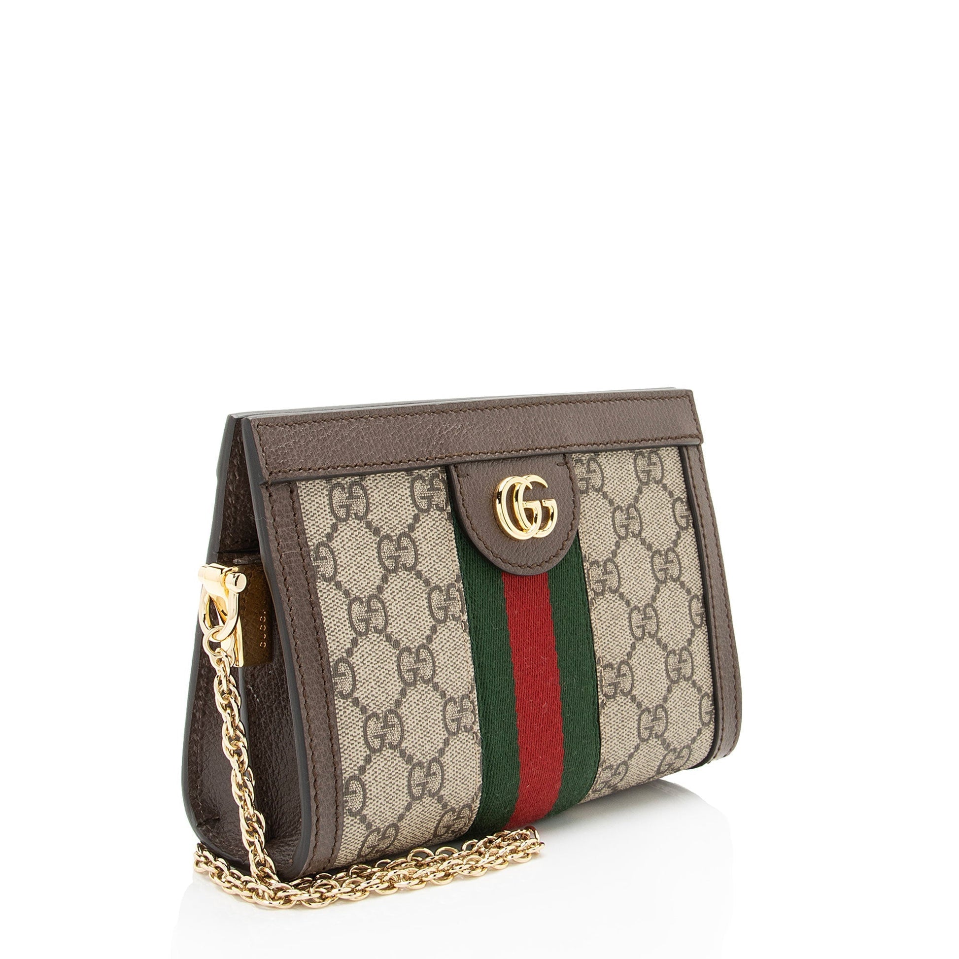 Gucci GG Supreme Ophidia Chain SHF-SgHmHl Leather Canvas Nylon Brown Crossbody Bag