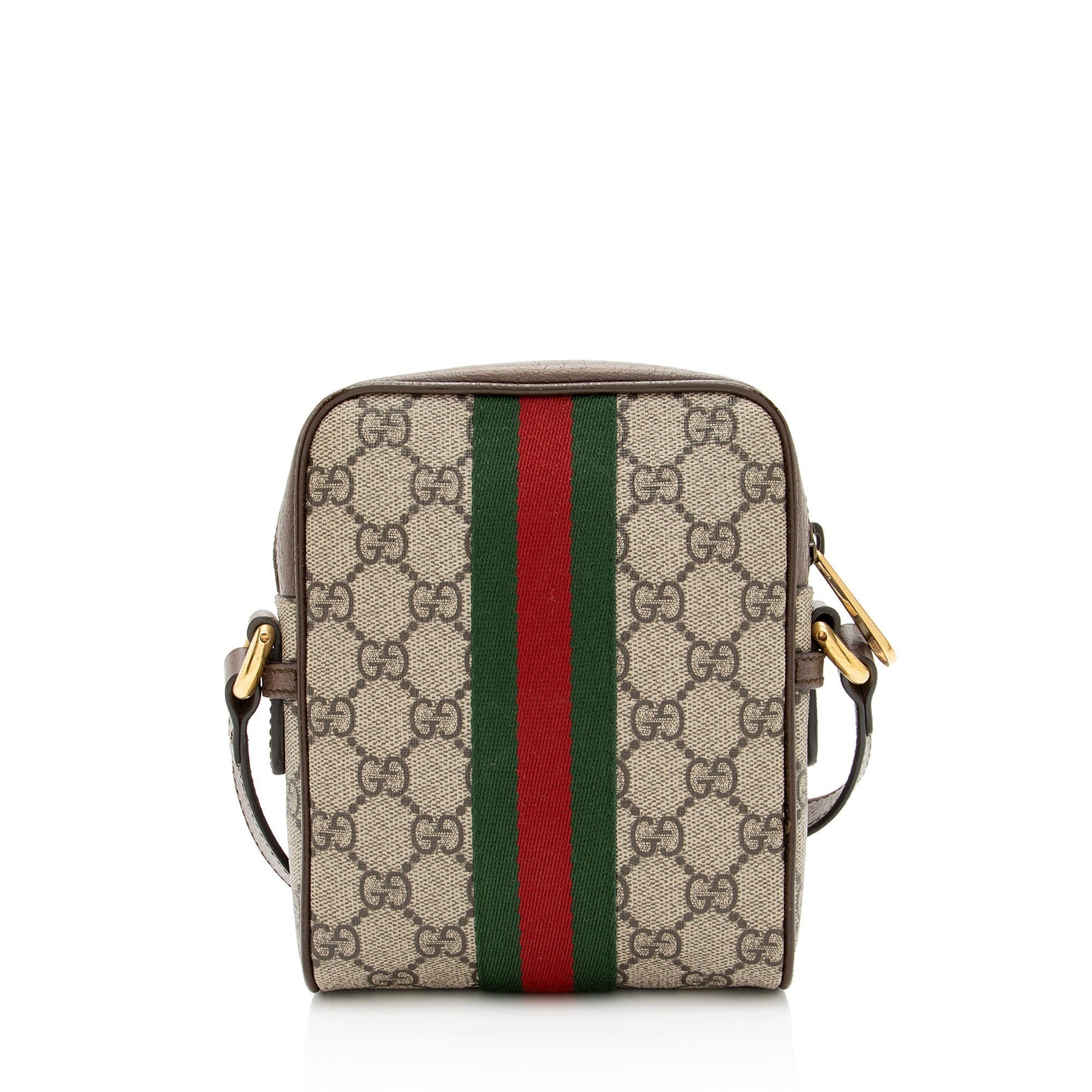 Gucci GG Supreme Ophidia Messenger Leather Canvas Nylon Brown Shoulder Bag Mini Messenger