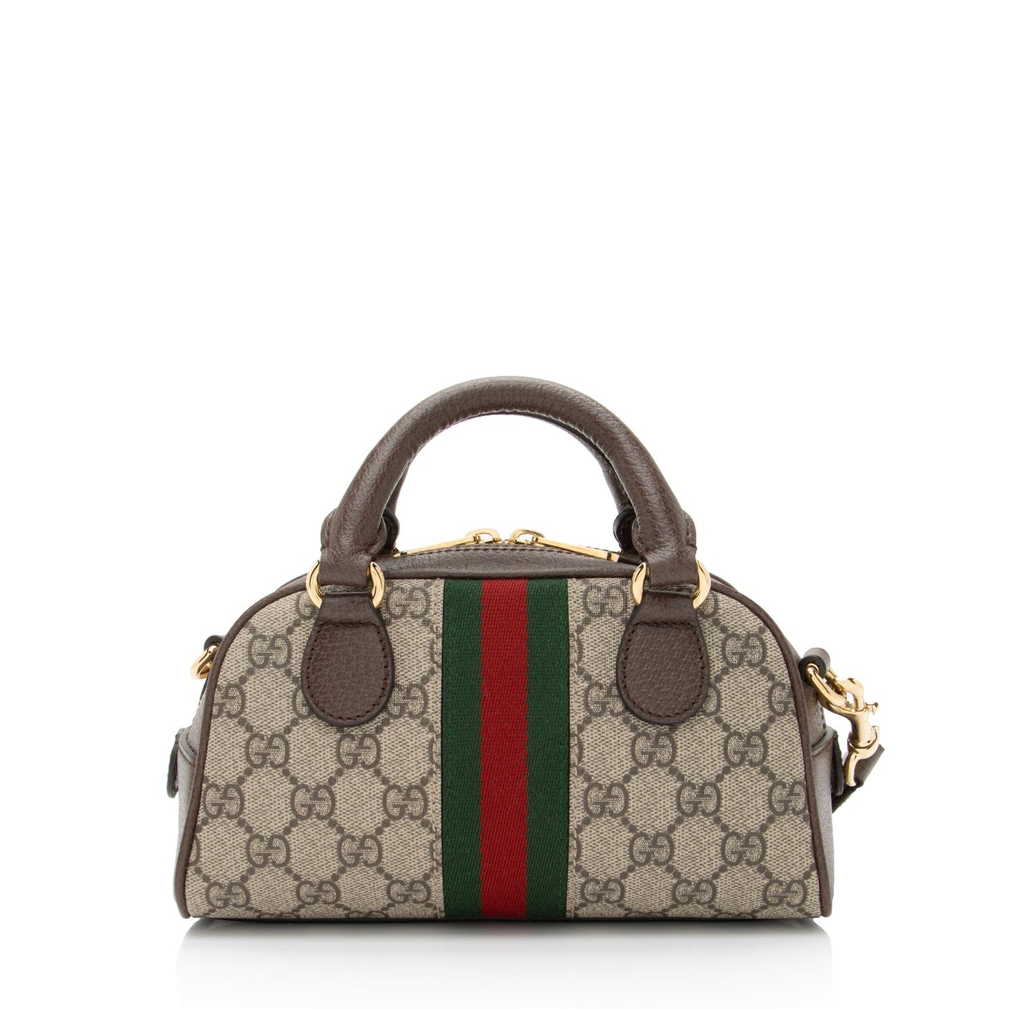 Gucci GG Supreme Ophidia Leather Canvas Nylon Brown Satchel Bag