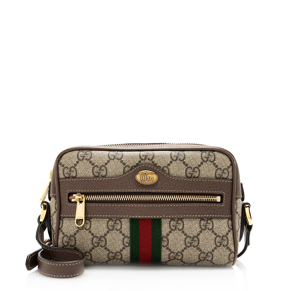 Gucci GG Supreme Ophidia SHF-fUXKec Leather Canvas Nylon Brown Crossbody Bag