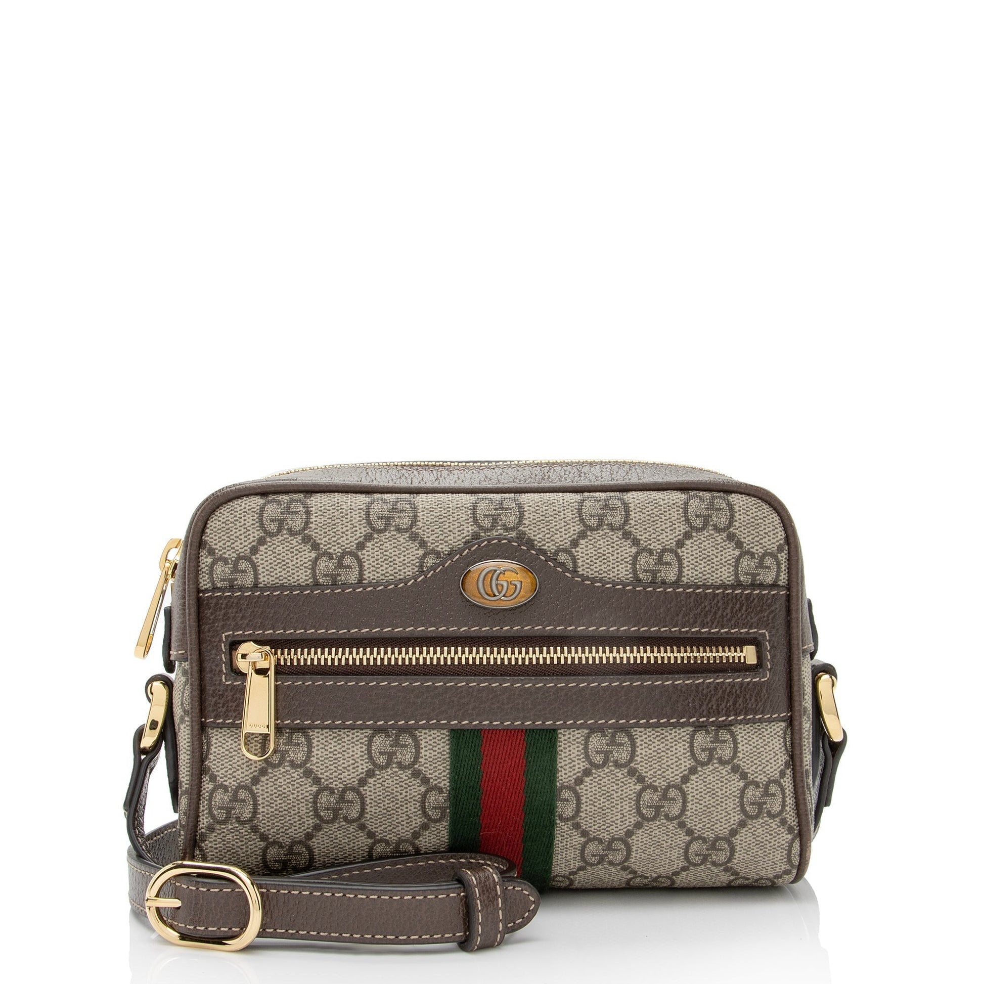 Gucci GG Supreme Ophidia SHF-8mp9g2 Leather Canvas Nylon Brown Crossbody Bag