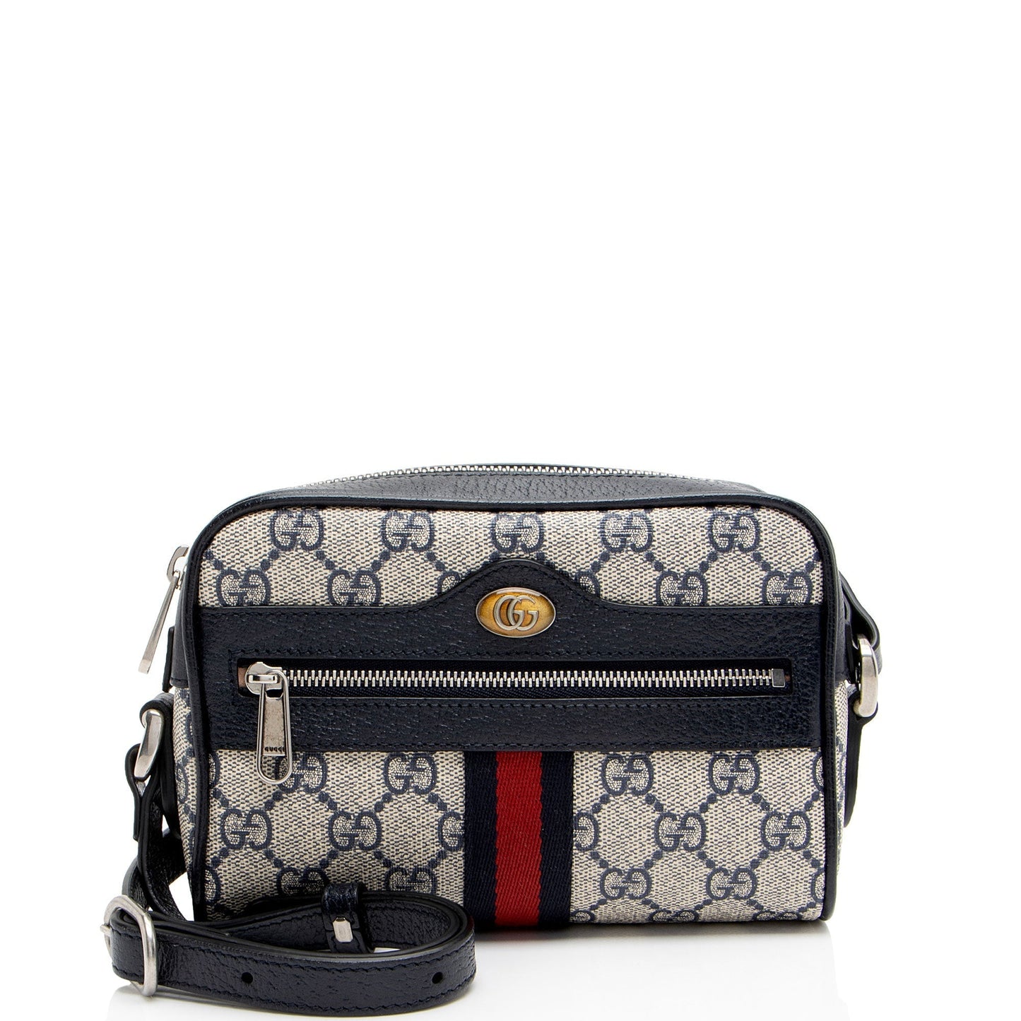 Gucci GG Supreme Ophidia Leather Canvas Nylon Blue Crossbody Bag