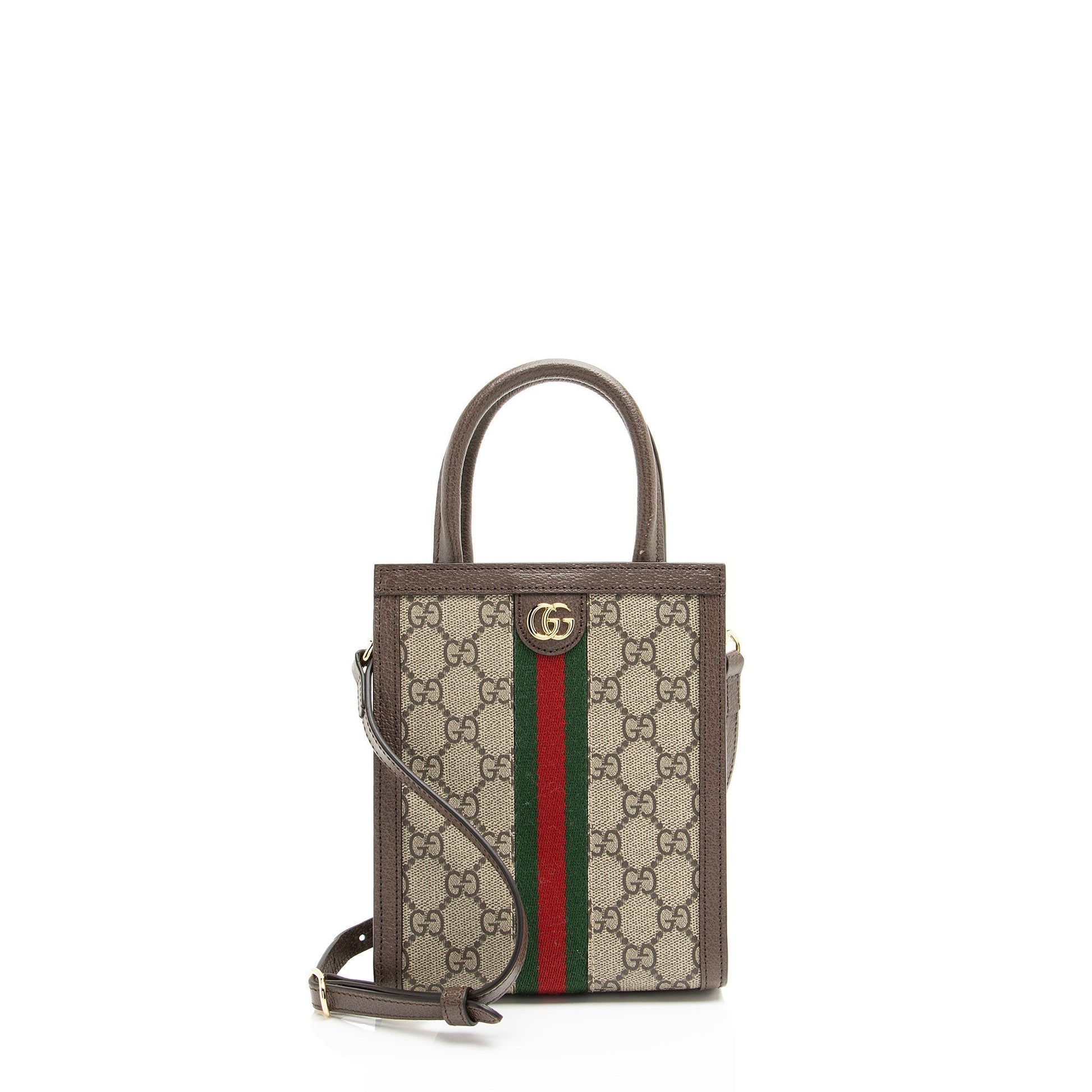 Gucci GG Supreme Ophidia Leather Canvas Nylon Beige Tote Bag