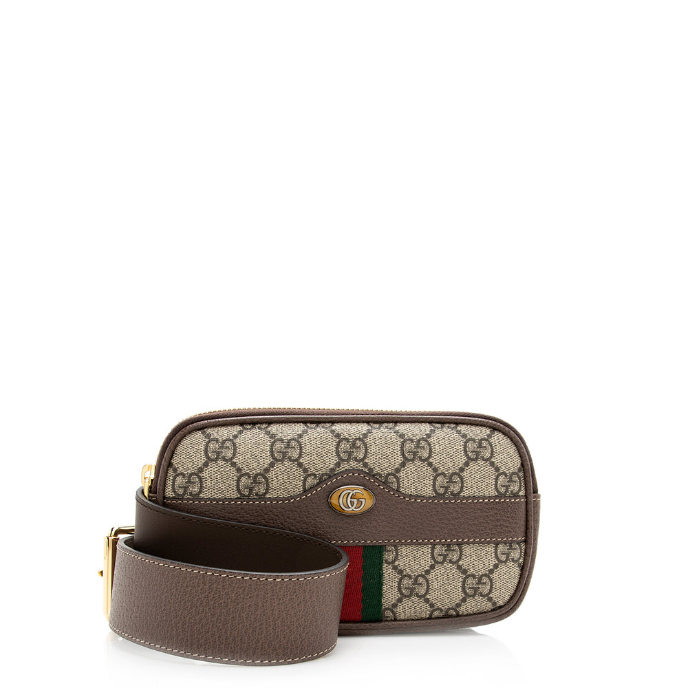 Gucci GG Supreme Ophidia Phone Case Leather Canvas Nylon Brown Accessory 85 Shf