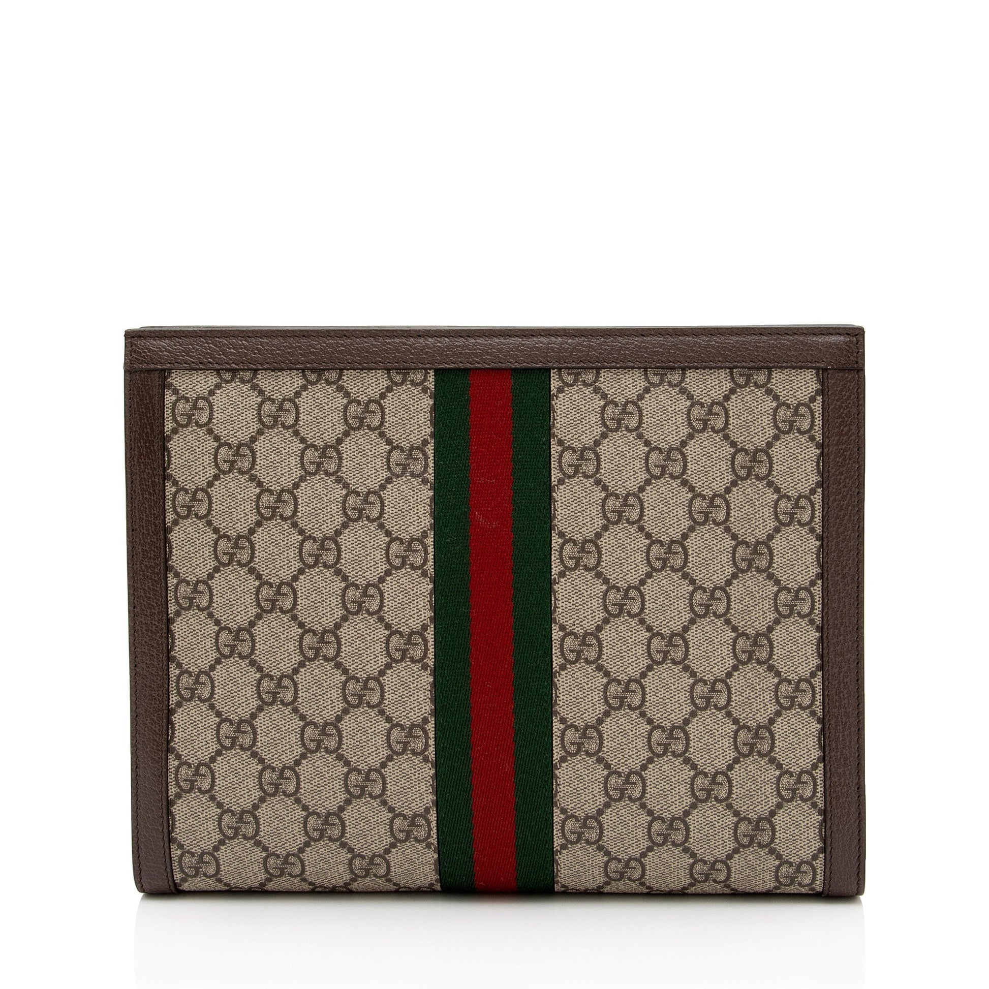 Gucci GG Supreme Ophidia Pouch SHF-aTANc5 Leather Canvas Nylon Brown Clutch Bag