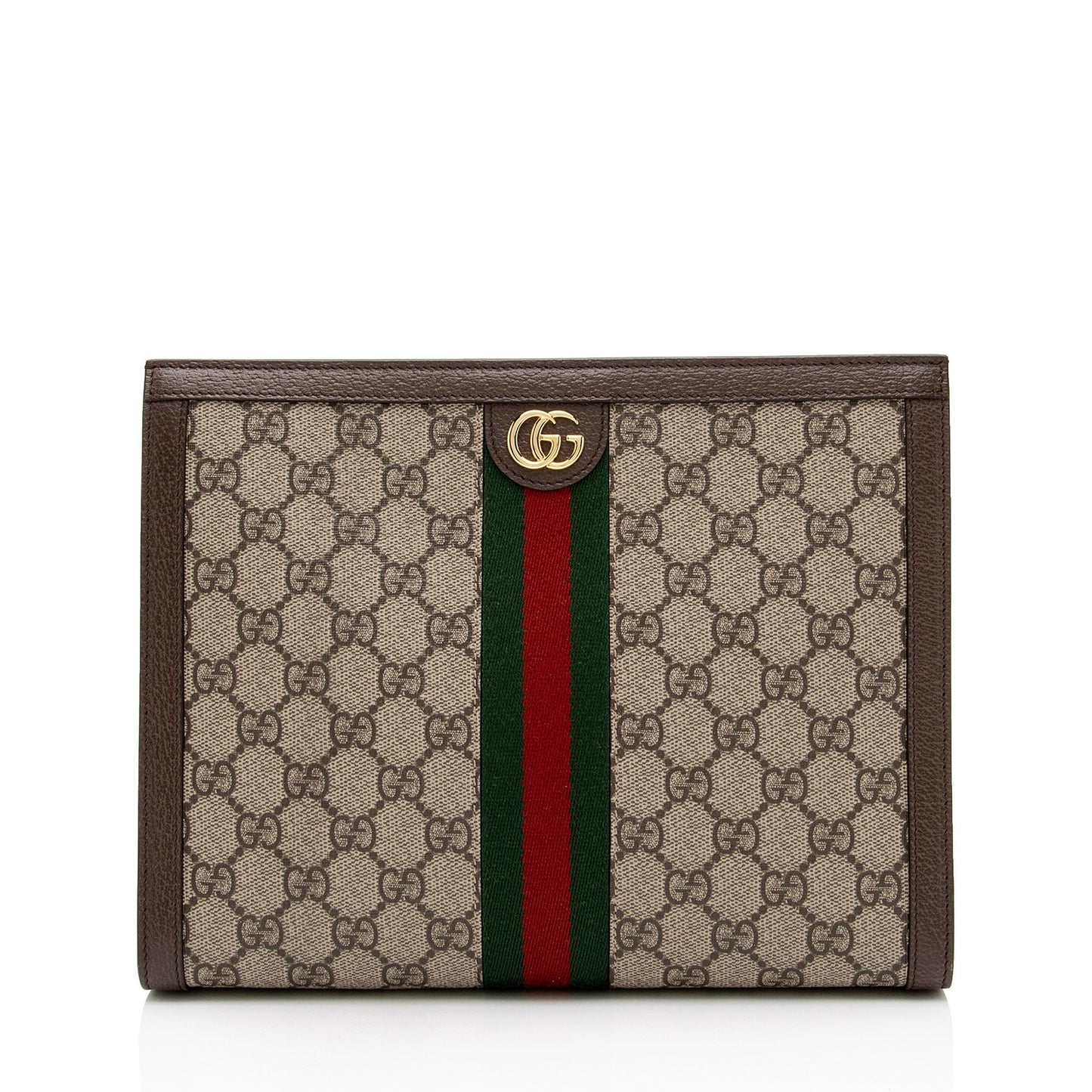 Gucci GG Supreme Ophidia Pouch SHF-aTANc5 Leather Canvas Nylon Brown Clutch Bag