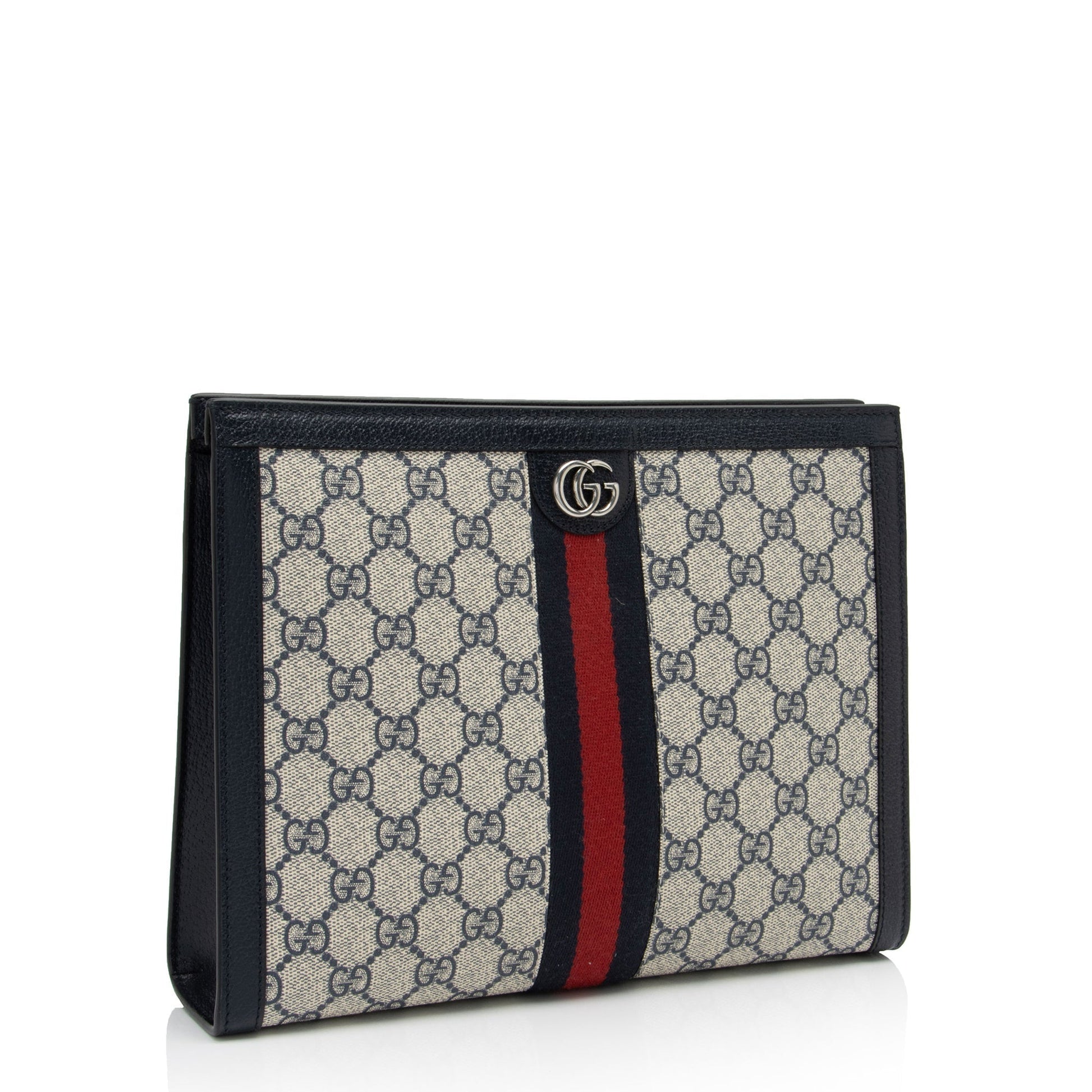 Gucci GG Supreme Ophidia Pouch SHF-To83mf Leather Canvas Nylon Beige Clutch Bag