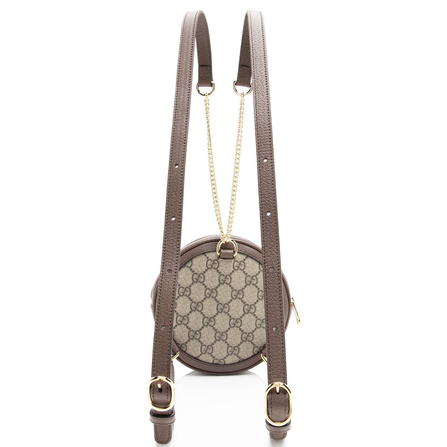 Gucci GG Supreme Ophidia Round Backpack Leather Canvas Nylon Brown Shoulder Bag