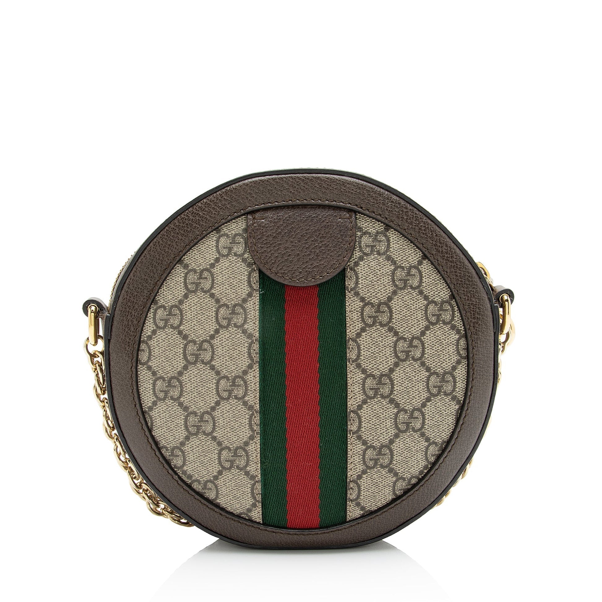 Gucci GG Supreme Ophidia Round SHF Leather Canvas Nylon Brown Crossbody Bag Bag Shf