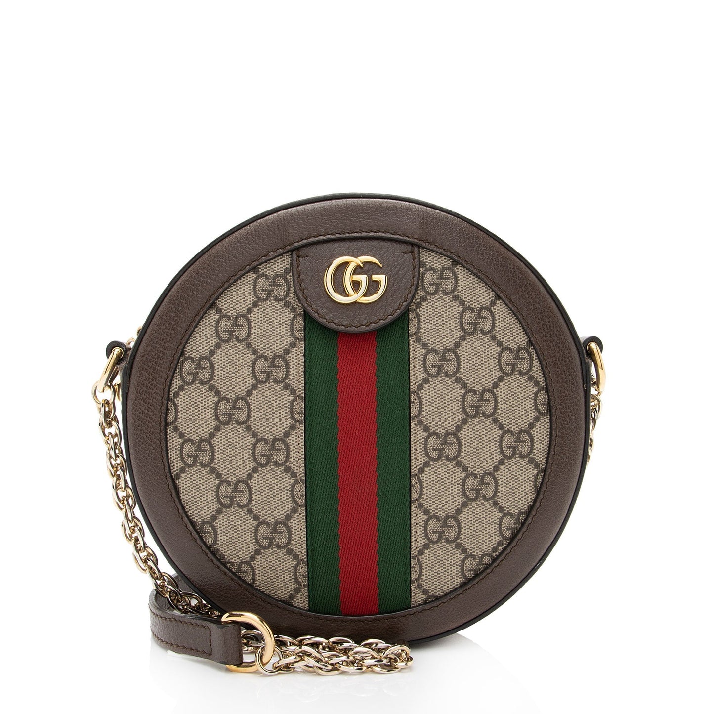 Gucci GG Supreme Ophidia Round SHF-qGCul6 Leather Canvas Nylon Brown Crossbody Bag