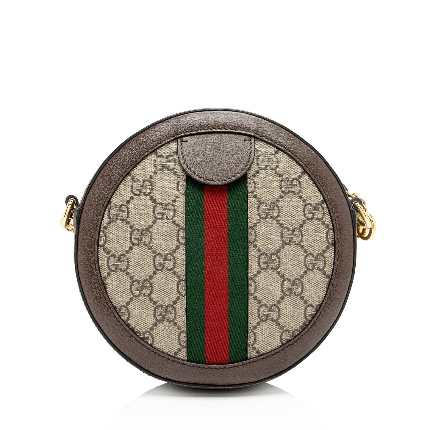 Gucci GG Supreme Ophidia Round SHF-8cDhBq Leather Canvas Nylon Brown Crossbody Bag