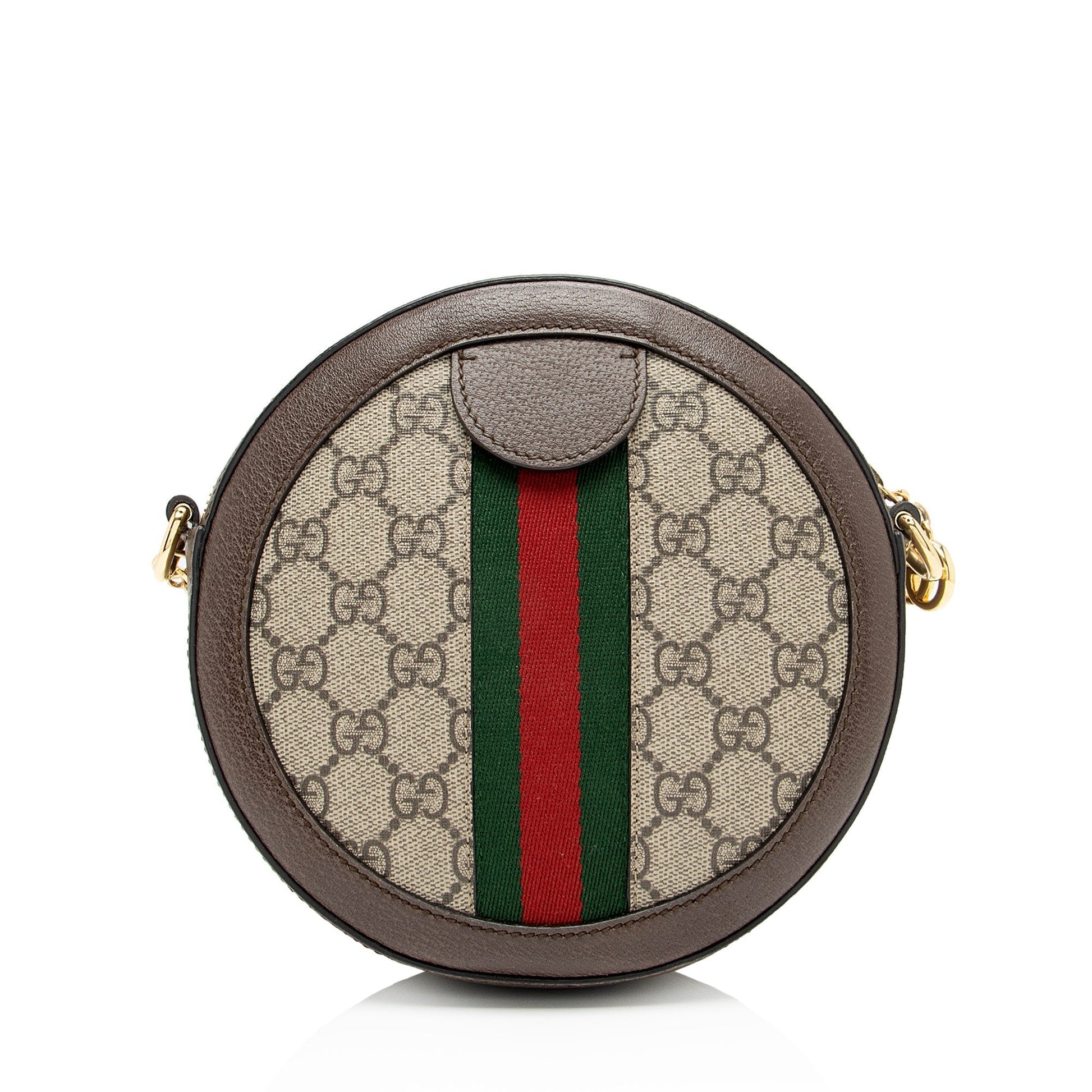 Gucci GG Supreme Ophidia Round SHF-8cDhBq Leather Canvas Nylon Brown Crossbody Bag