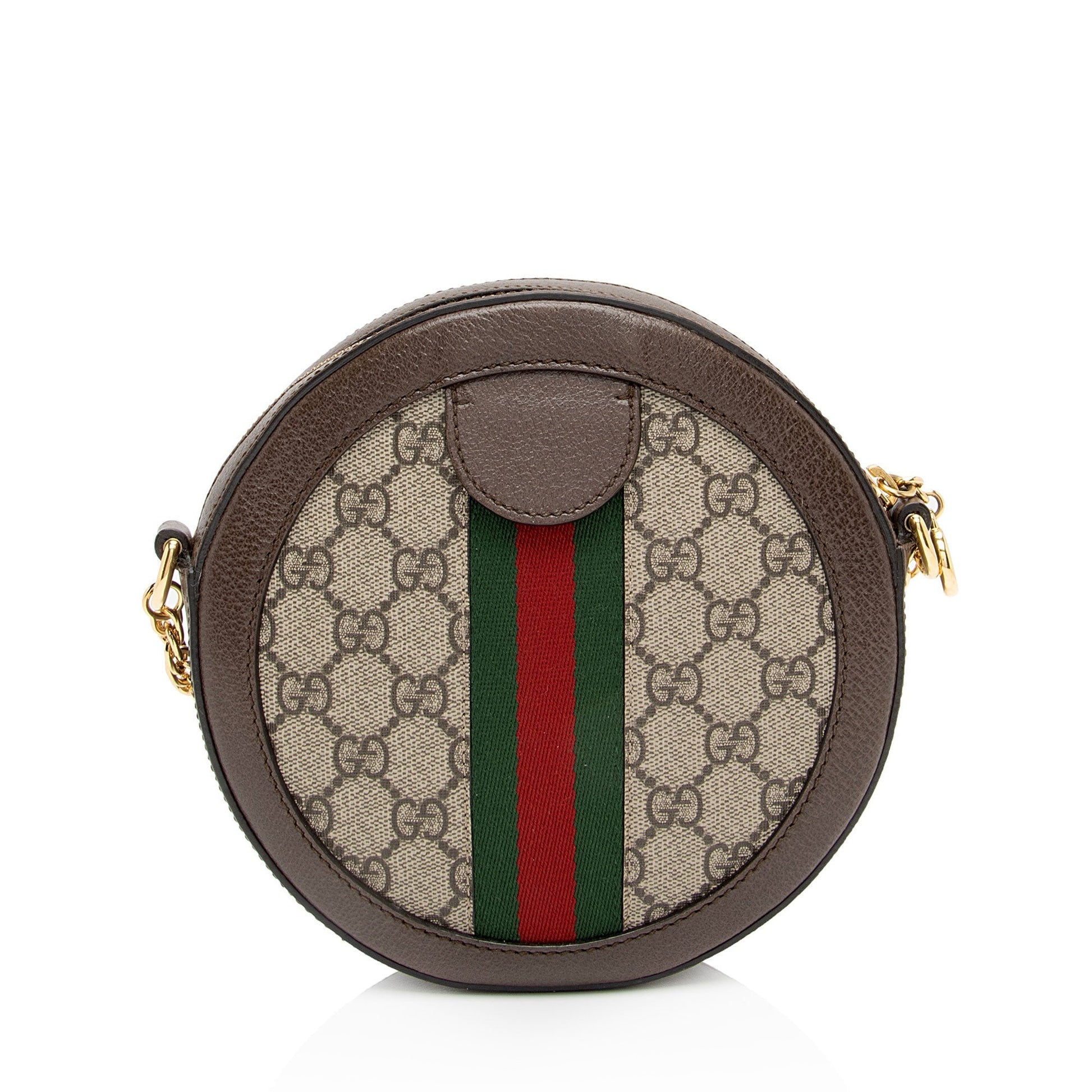 Gucci GG Supreme Ophidia Round SHF-WZsBel Leather Canvas Nylon Brown Crossbody Bag
