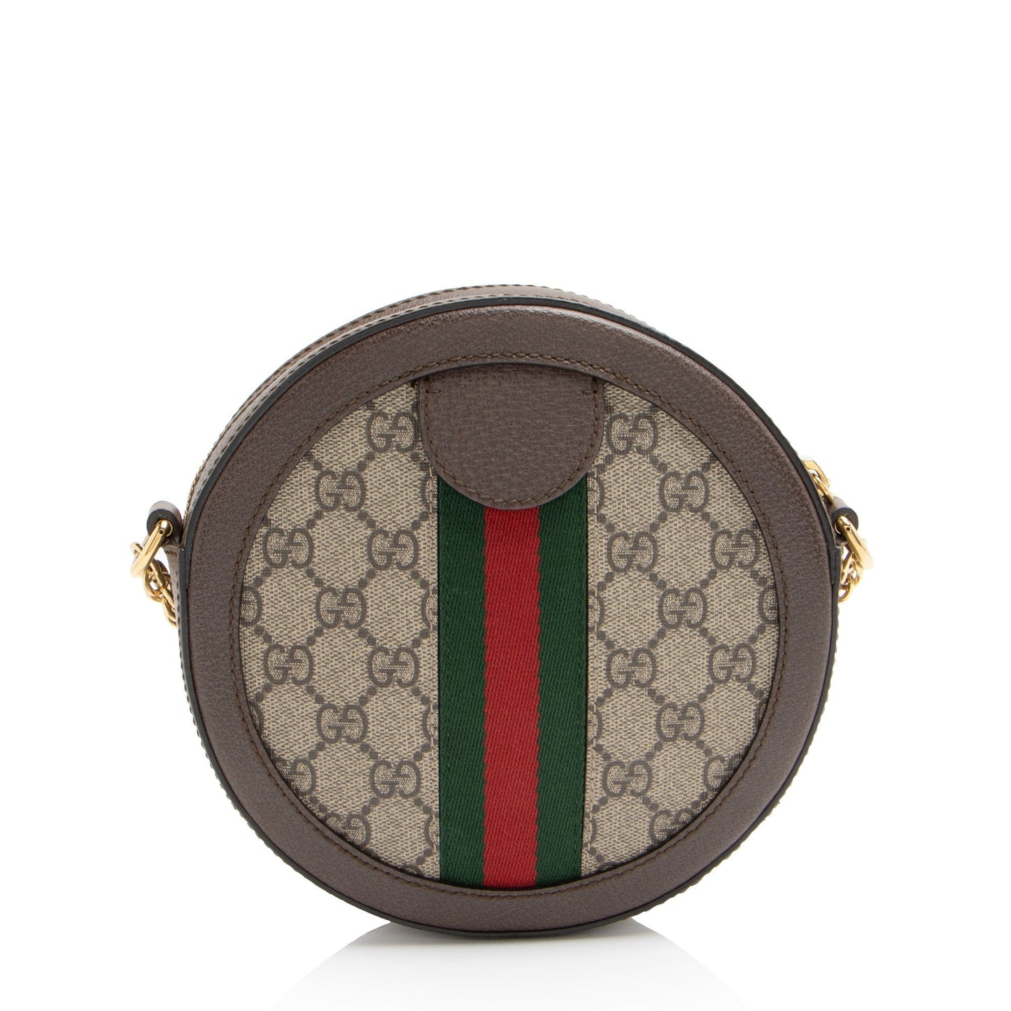 Gucci GG Supreme Ophidia Round Leather Canvas Nylon Brown Crossbody Bag