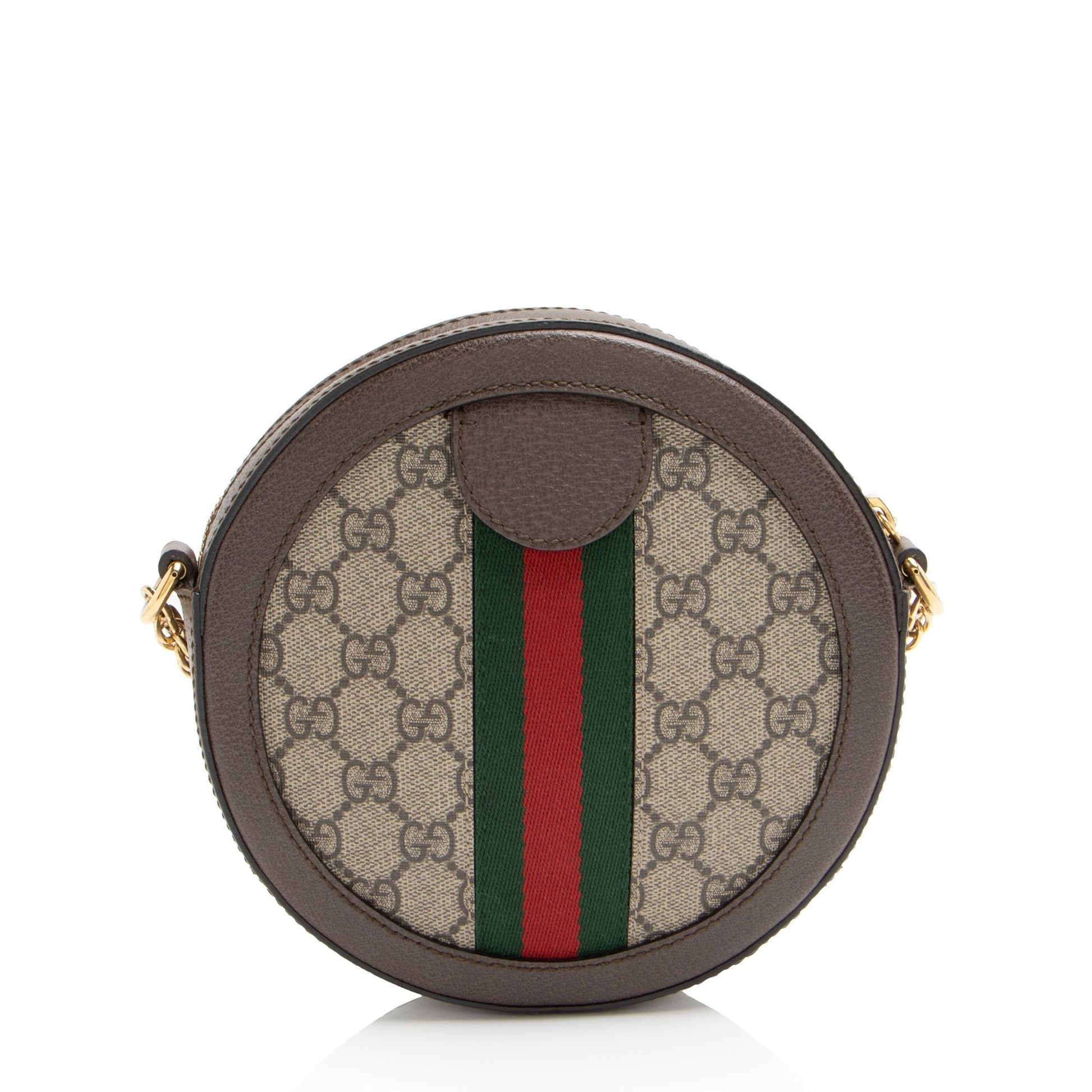 Gucci GG Supreme Ophidia Round Leather Canvas Nylon Brown Crossbody Bag