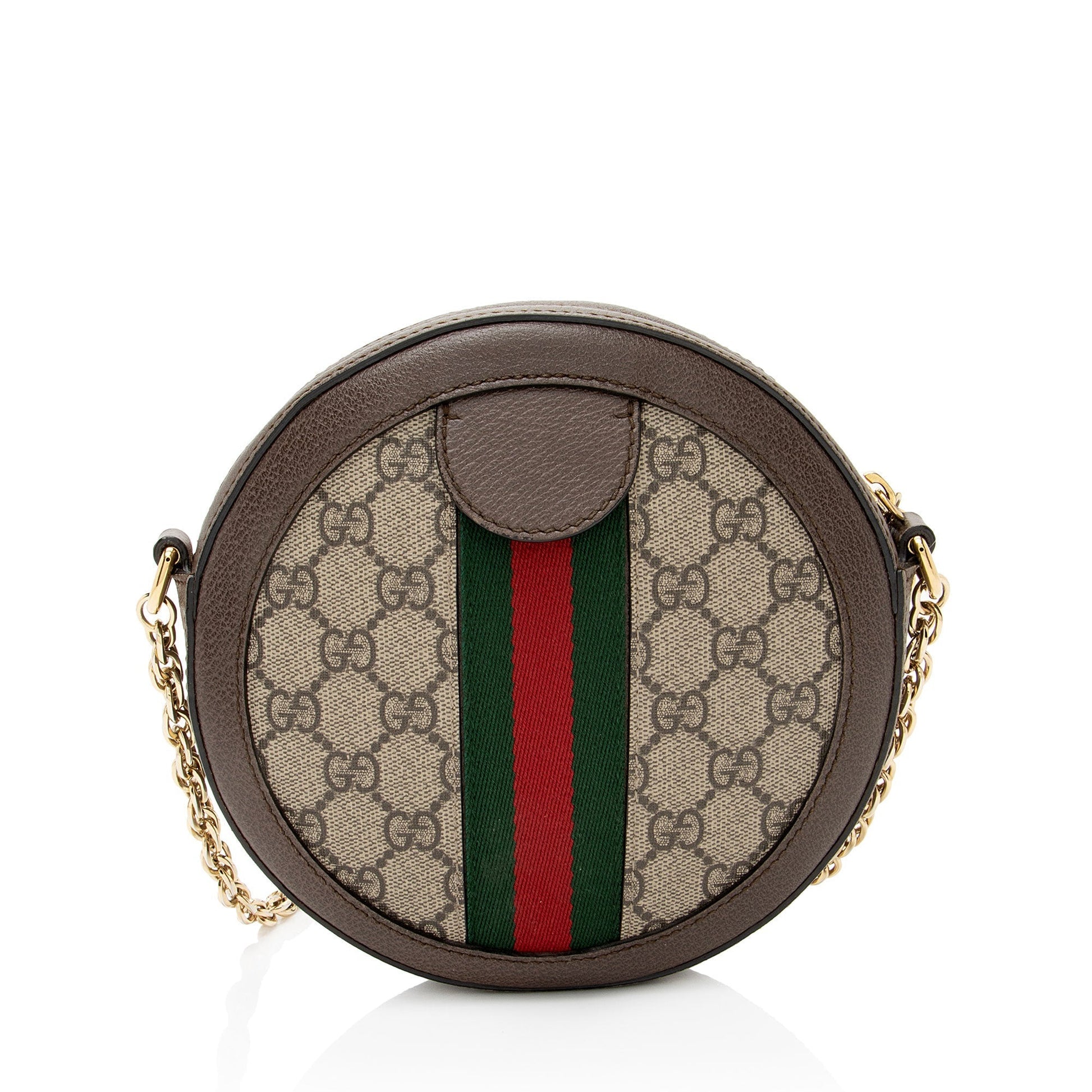Gucci GG Supreme Ophidia Round Leather Canvas Nylon Beige Crossbody Bag