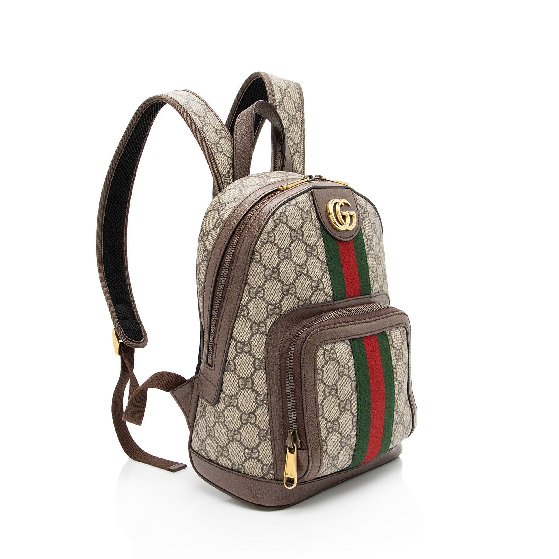 Gucci GG Supreme Ophidia Backpack SHF-HxraRE Leather Canvas Nylon Brown Shoulder Bag