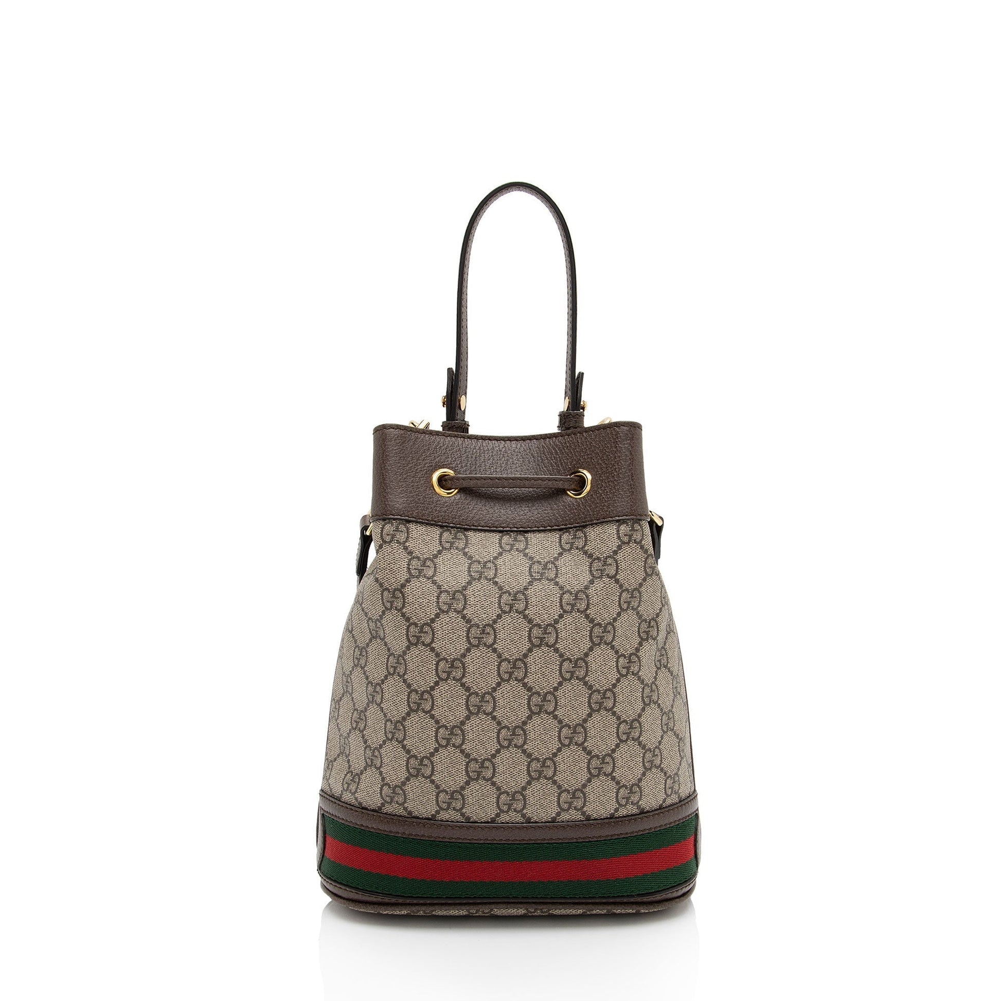 Gucci GG Supreme Ophidia Bucket SHF-33svv5 Leather Canvas Nylon Brown Crossbody Bag