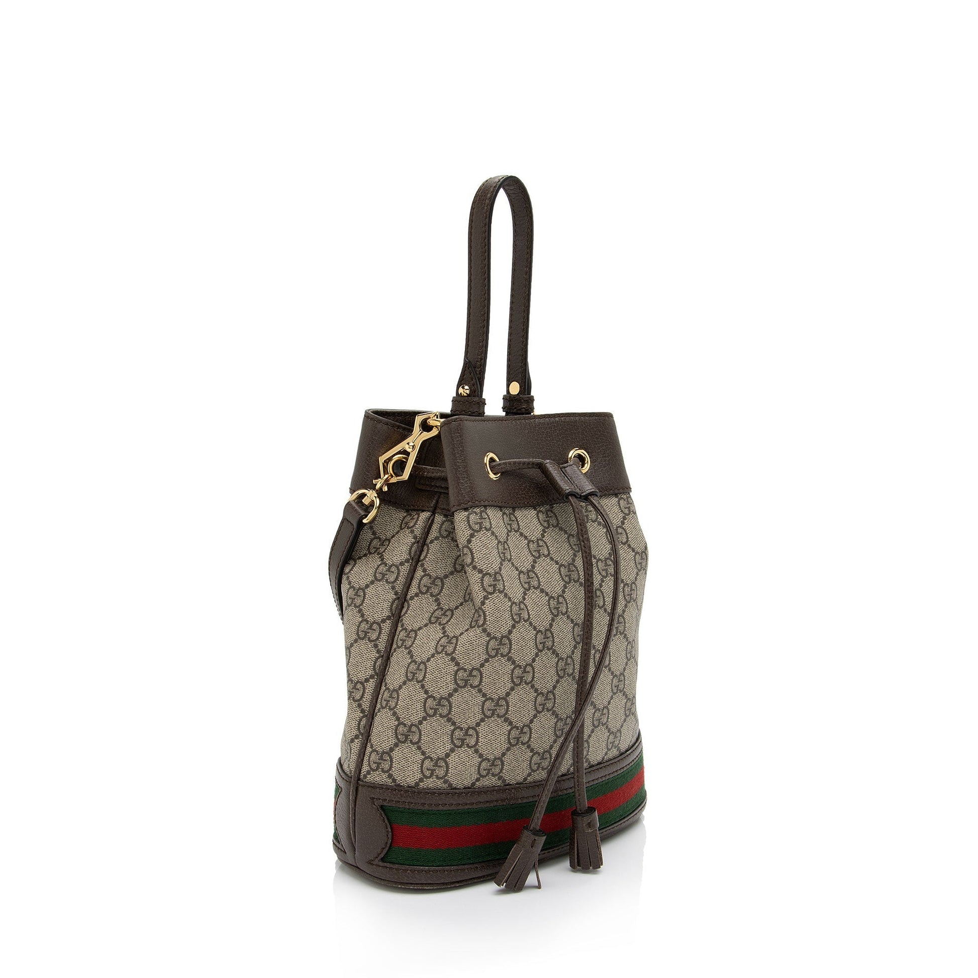 Gucci GG Supreme Ophidia Bucket SHF-tCaBgb Leather Canvas Nylon Brown Crossbody Bag