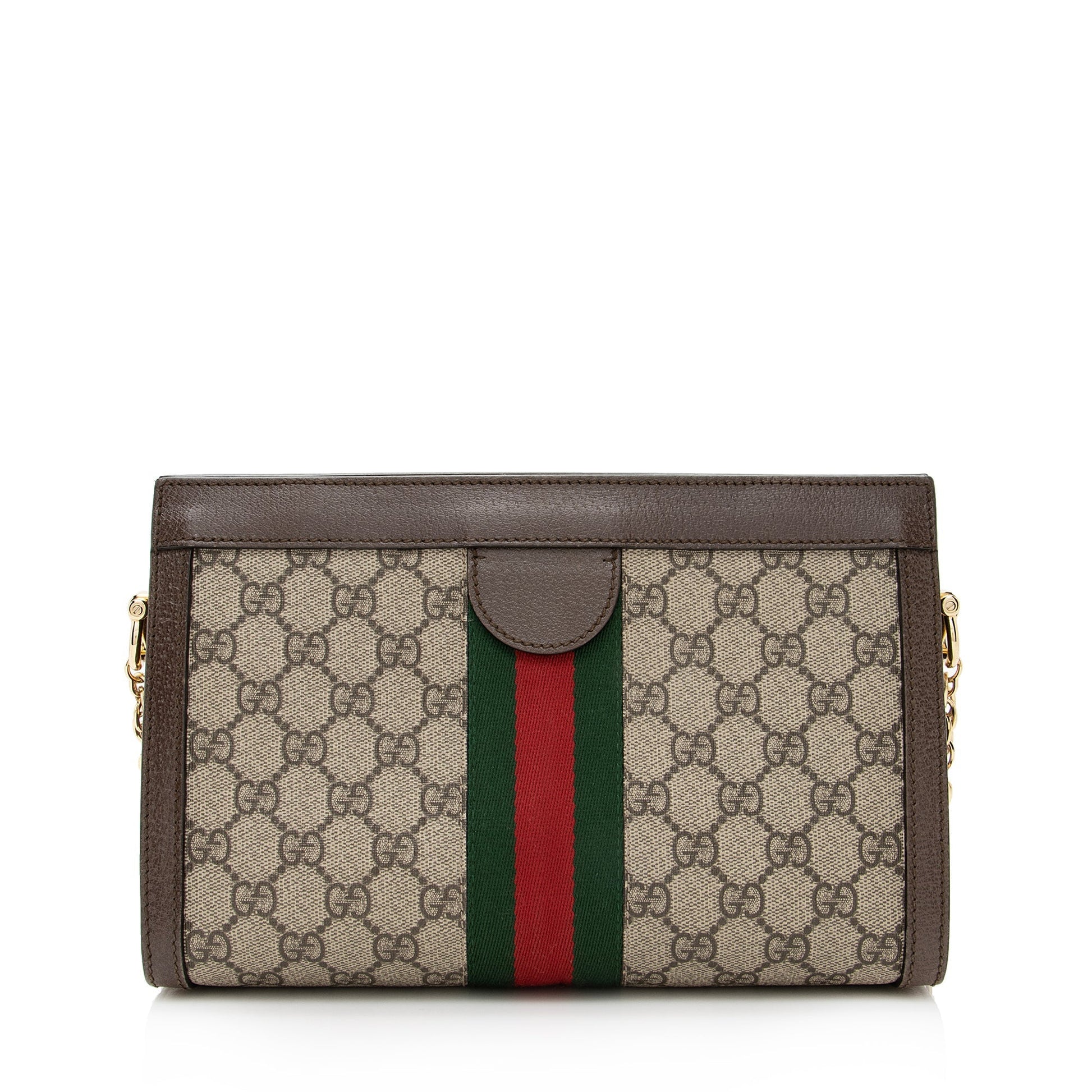 Gucci GG Supreme Ophidia Chain SHF Leather Canvas Nylon Brown Crossbody Bag