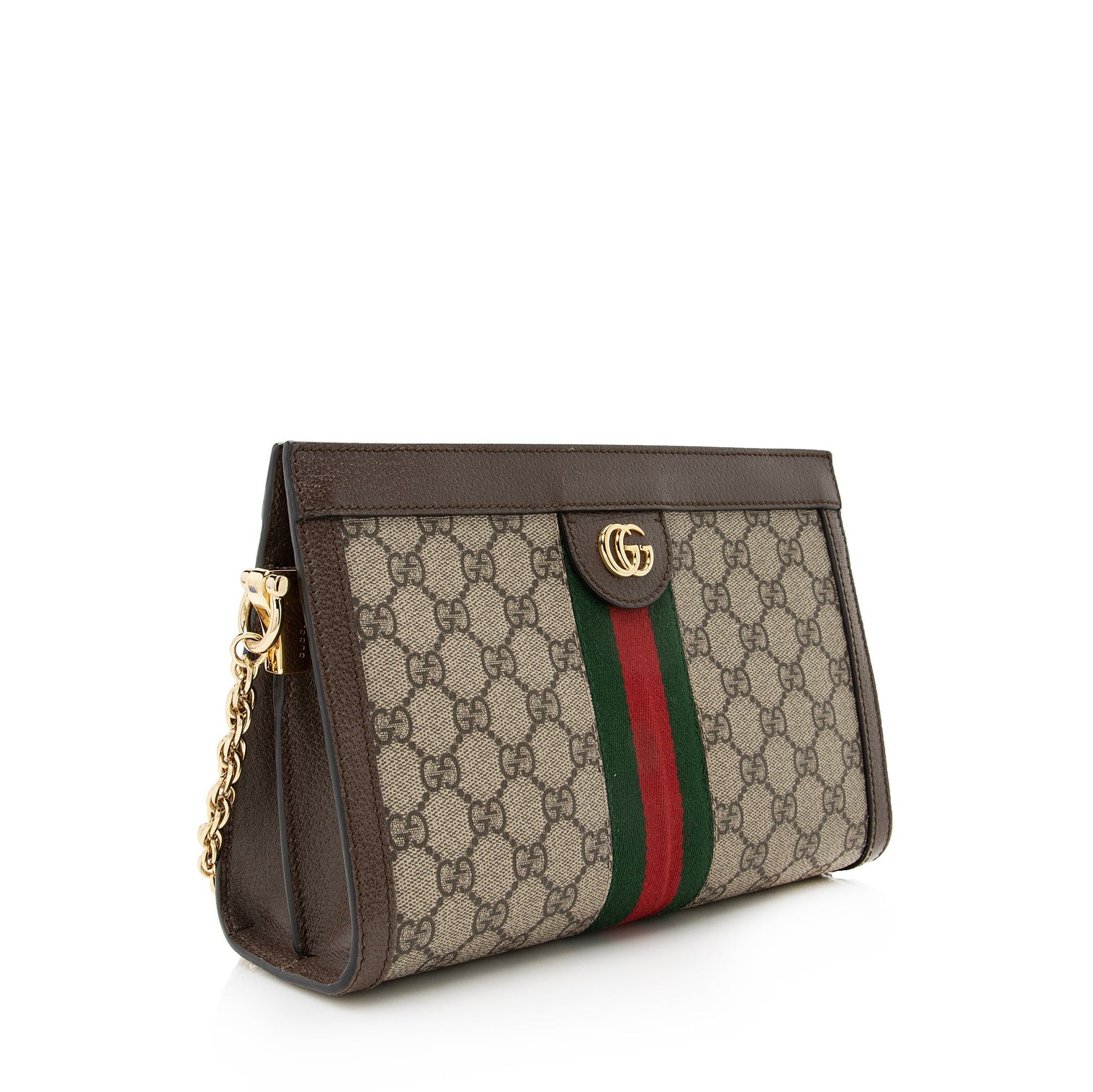 Gucci GG Supreme Ophidia Chain SHF Leather Canvas Nylon Brown Crossbody Bag