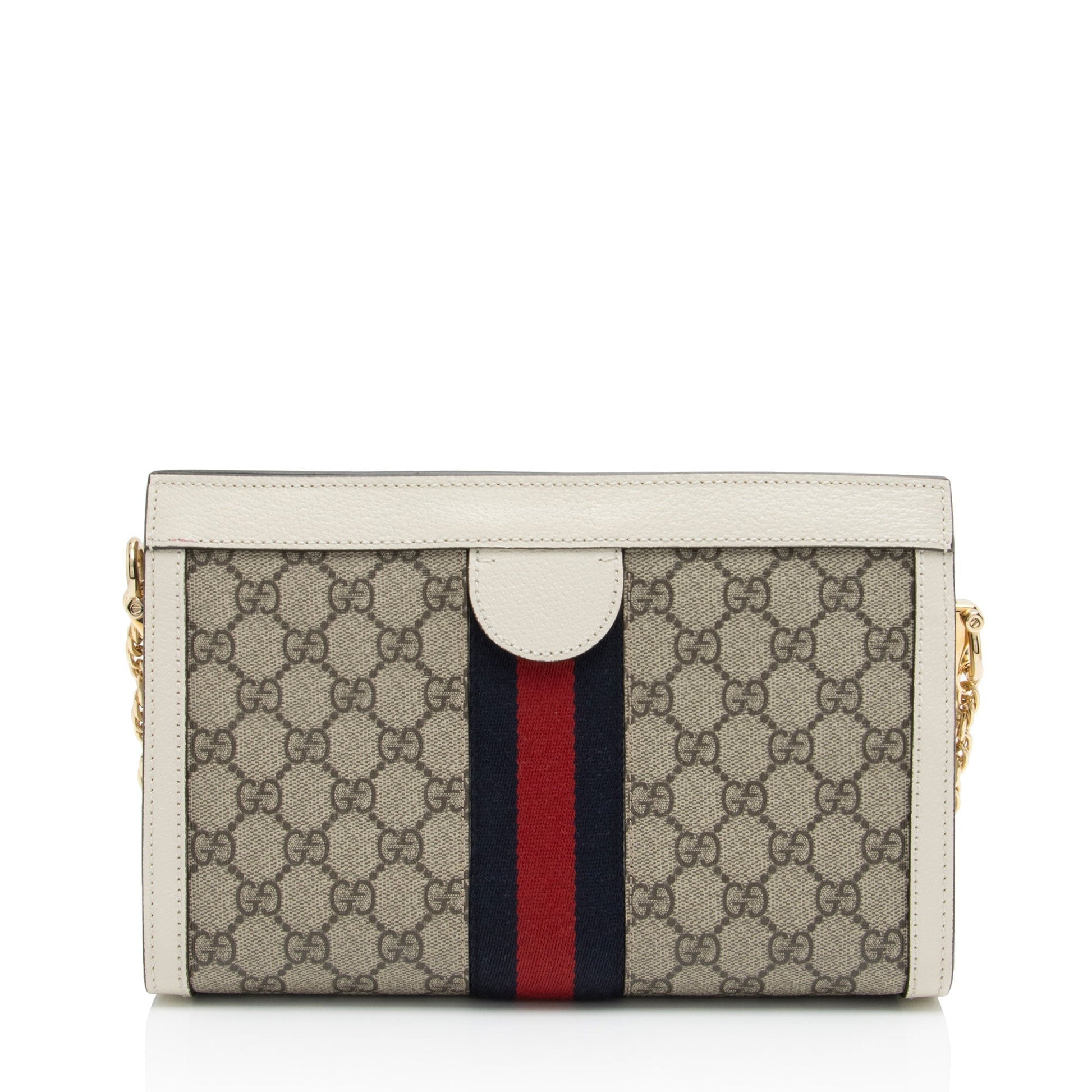 Gucci GG Supreme Ophidia Chain SHF-mjx4Wm Leather Canvas Nylon White Shoulder Bag