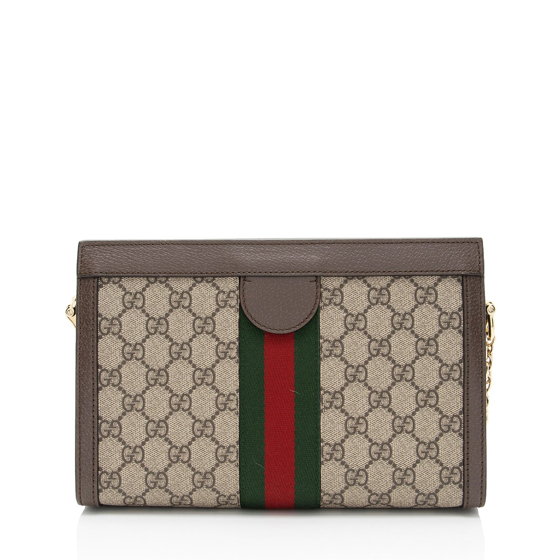 Gucci GG Supreme Ophidia Chain Leather Canvas Nylon Brown Shoulder Bag Shf Tycvi2