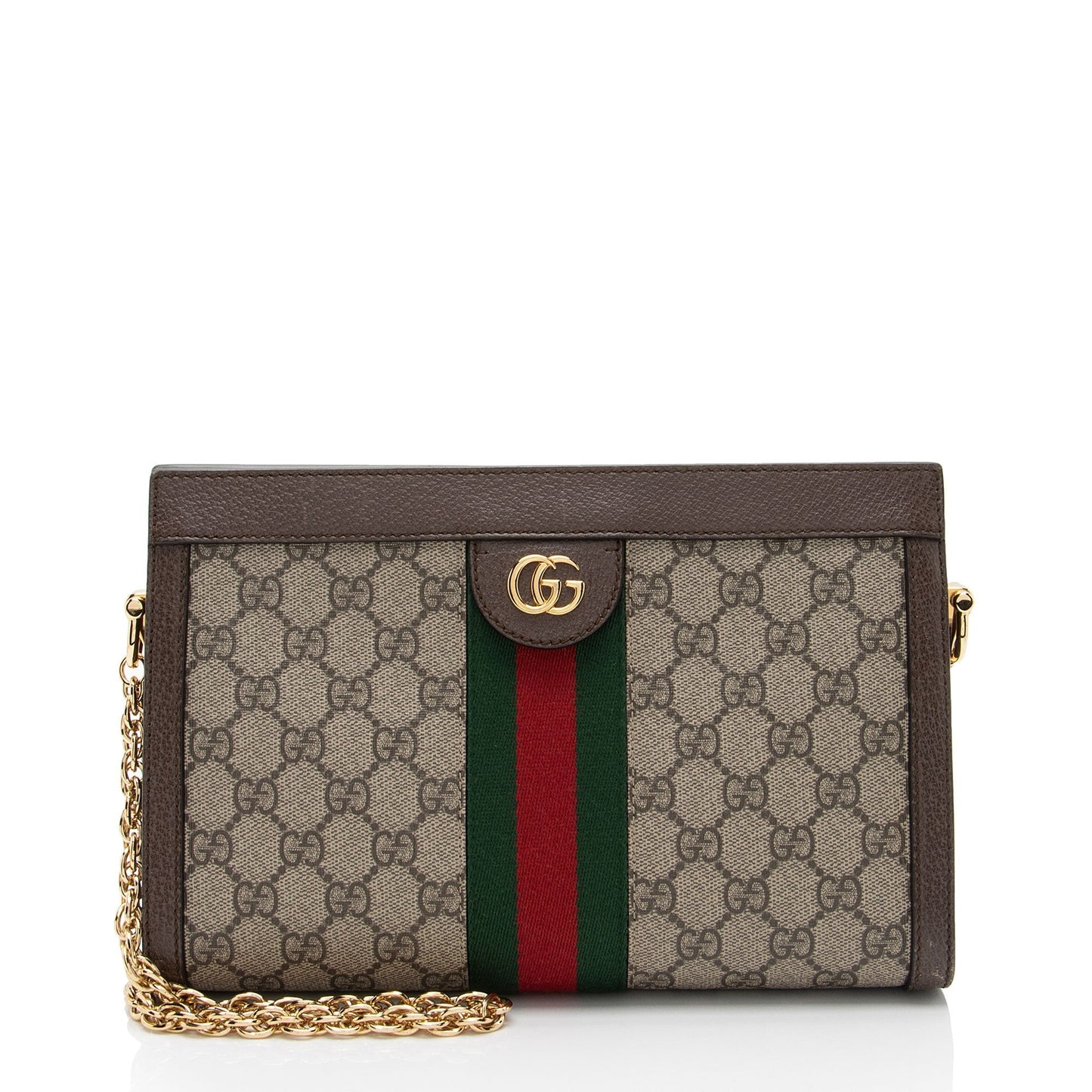Gucci GG Supreme Ophidia Chain SHF-2Wmtiz Leather Canvas Nylon Brown Shoulder Bag