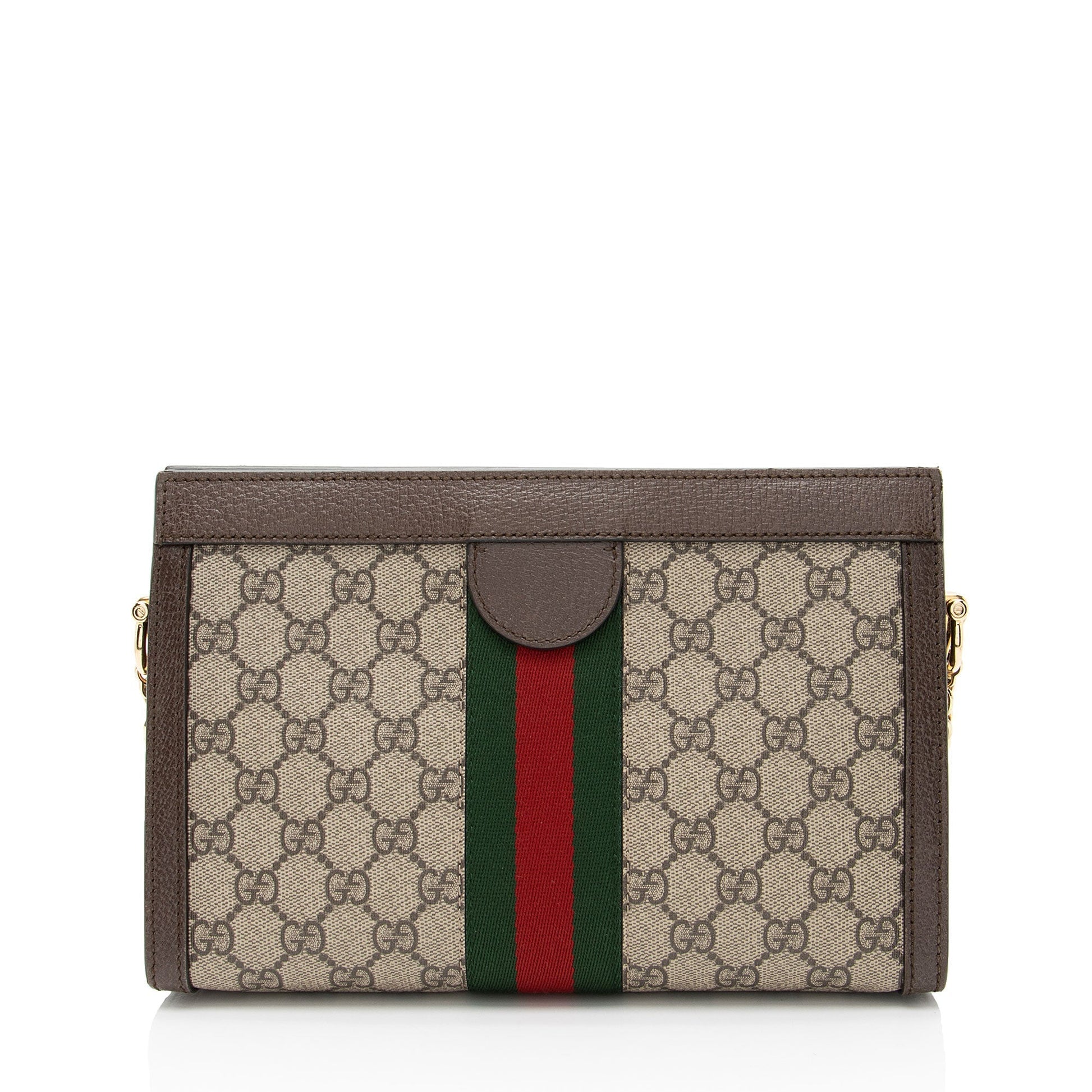 Gucci GG Supreme Ophidia Chain Leather Canvas Nylon Brown Shoulder Bag