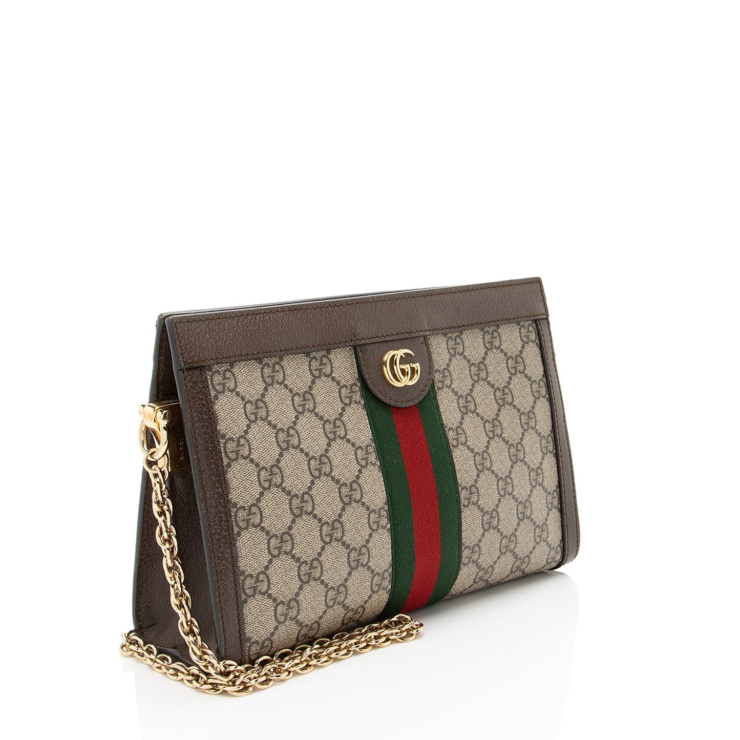 Gucci GG Supreme Ophidia Chain Leather Canvas Nylon Brown Shoulder Bag