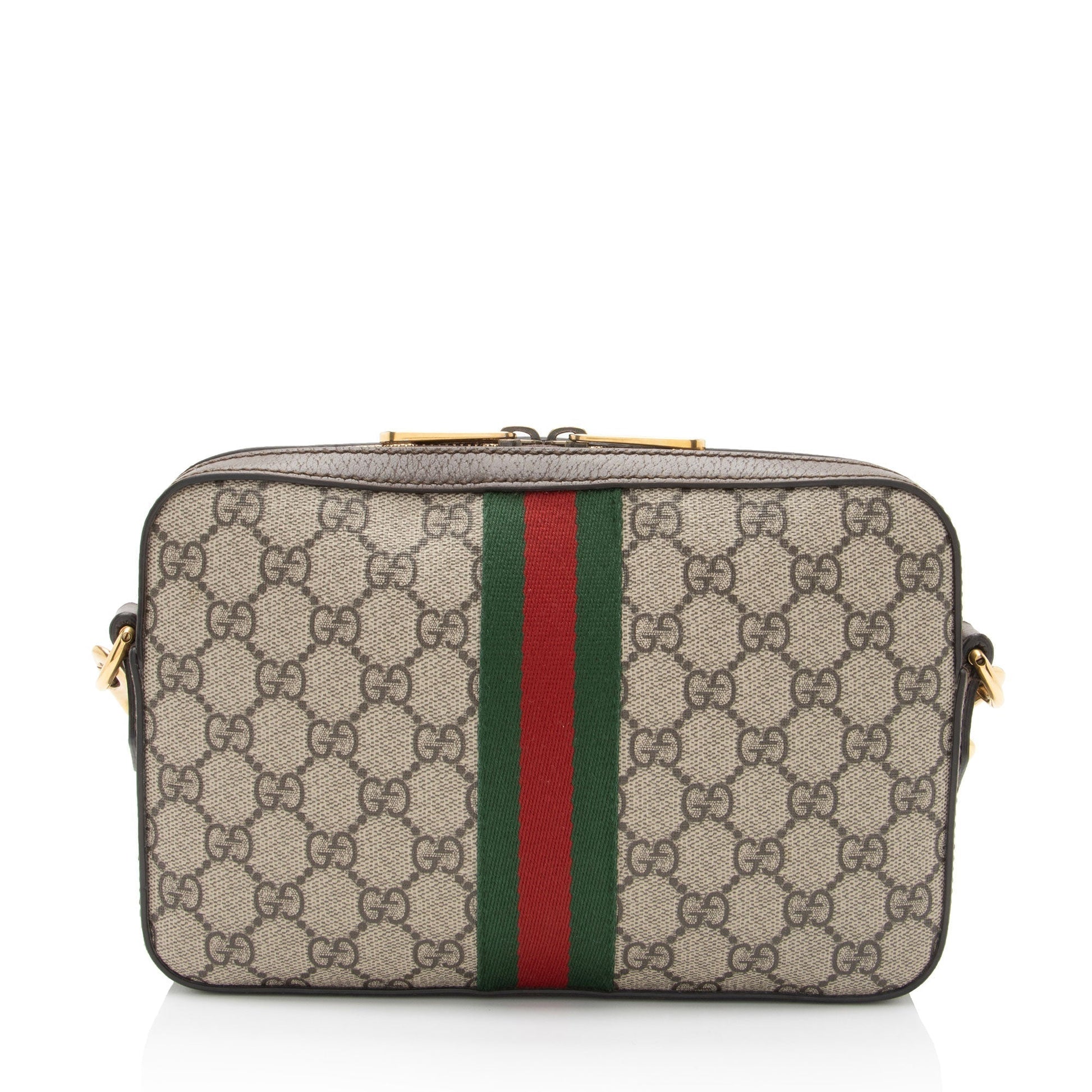 Gucci GG Supreme Ophidia Camera SHF-Do39BZ Leather Canvas Nylon Brown Crossbody Bag