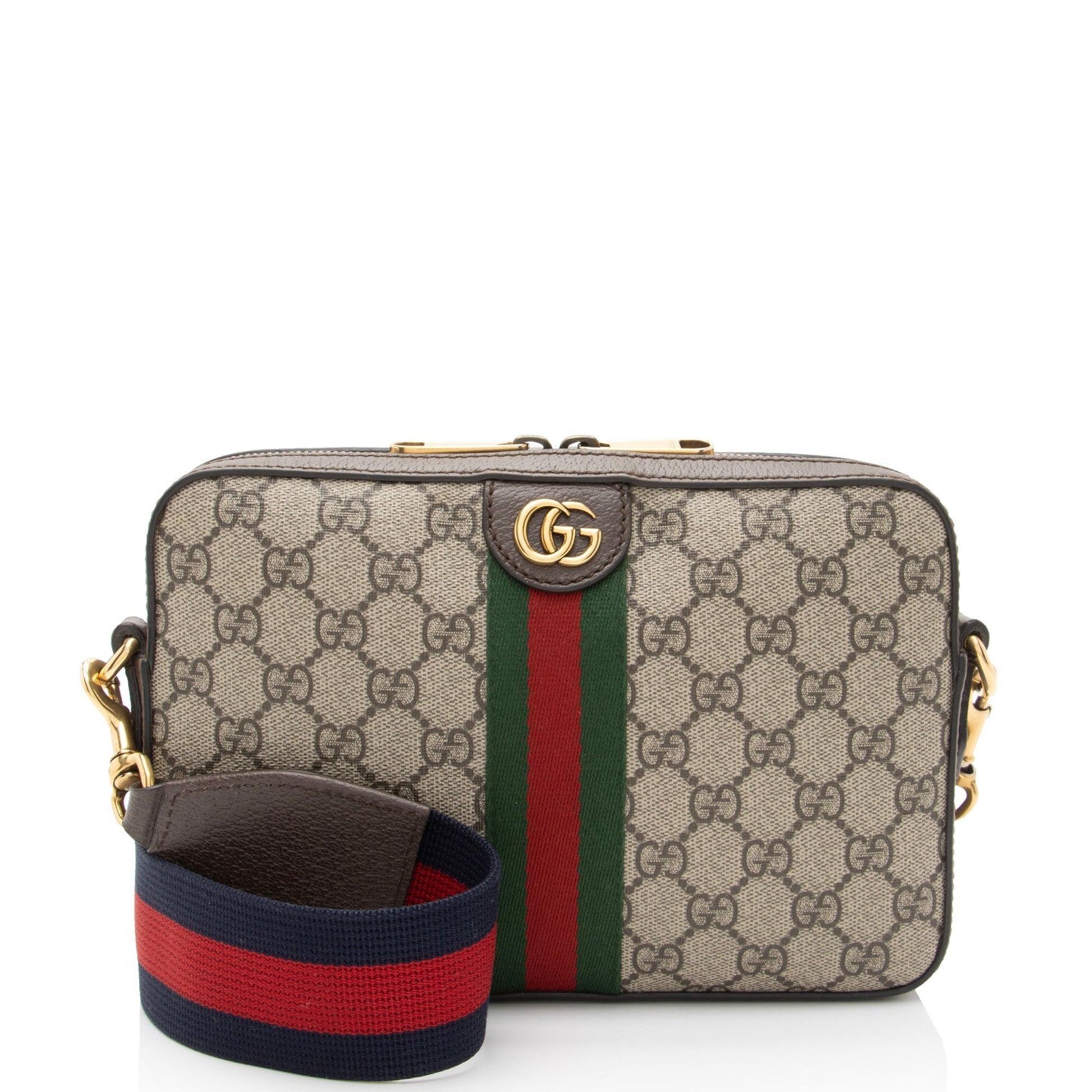Gucci GG Supreme Ophidia Camera SHF-Do39BZ Leather Canvas Nylon Brown Crossbody Bag
